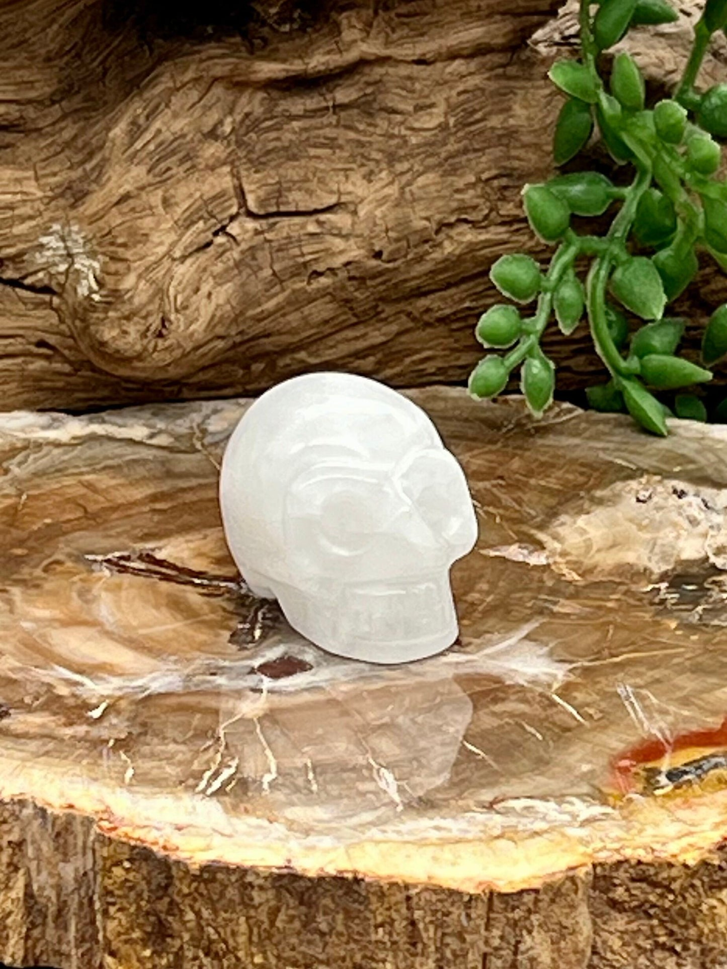 Milky Quartz Skull Carving