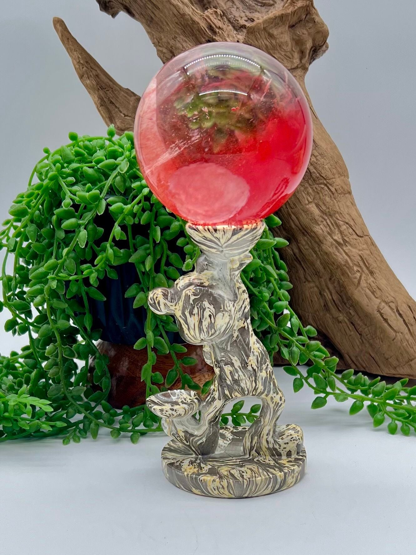 Bear Resin Sphere Stand