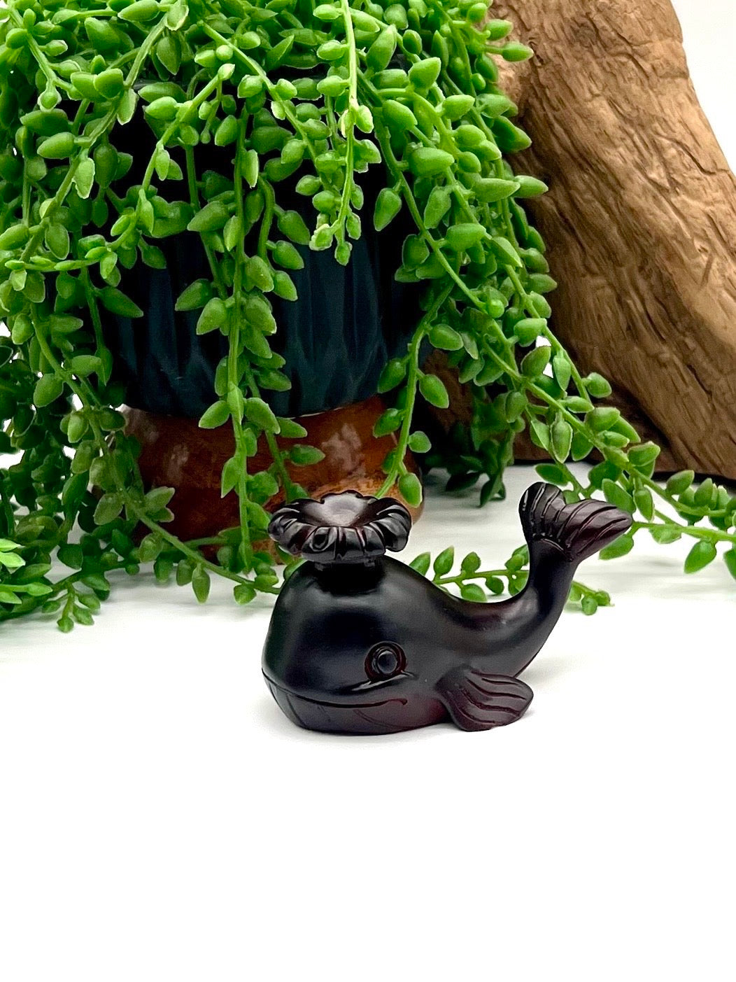 Black Resin Whale Sphere Stand