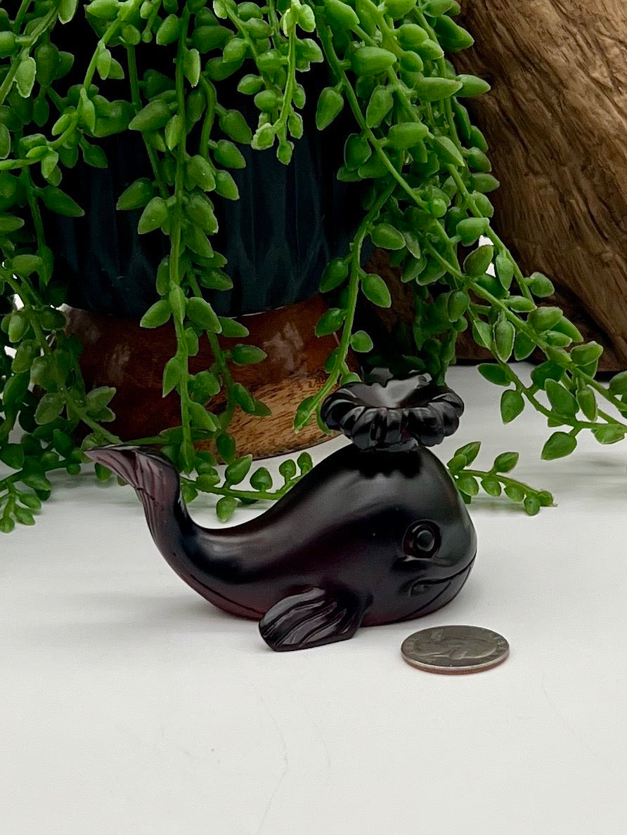 Black Resin Whale Sphere Stand