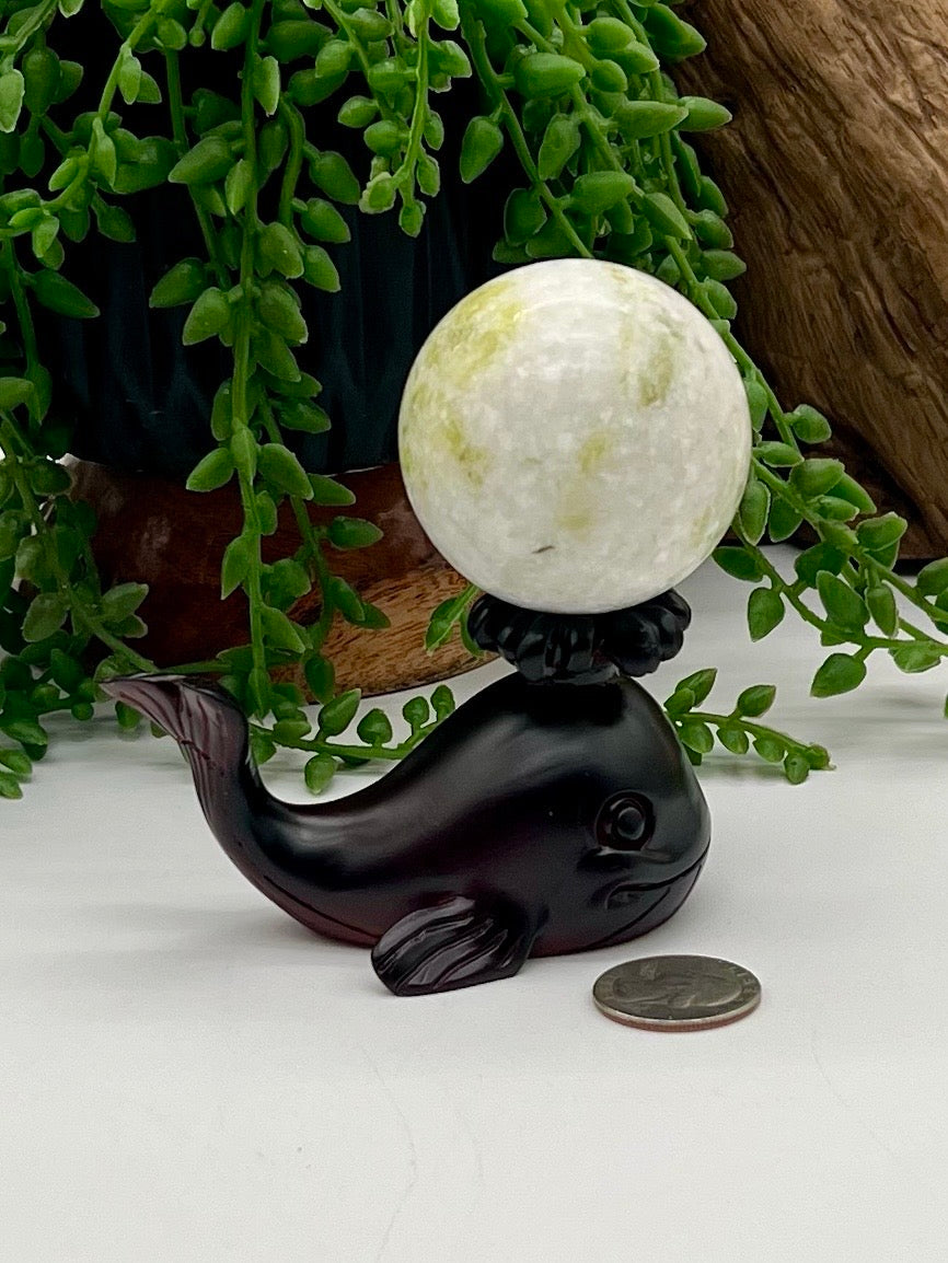 Black Resin Whale Sphere Stand