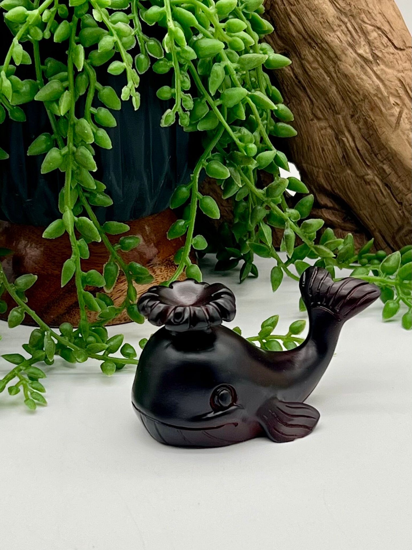 Black Resin Whale Sphere Stand