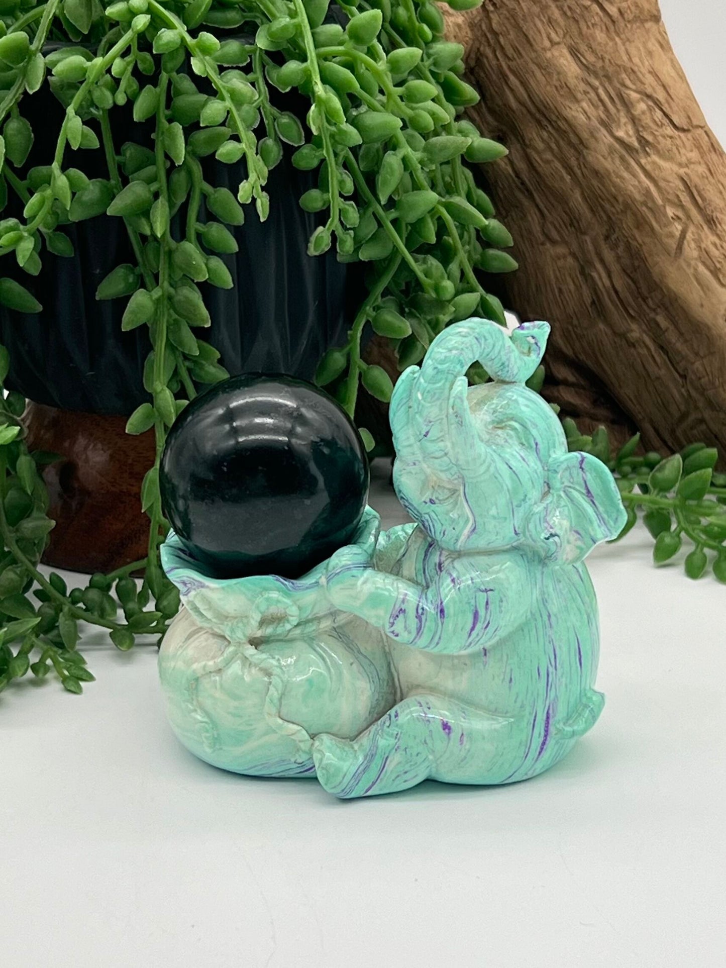 Elephant Resin Sphere Stand