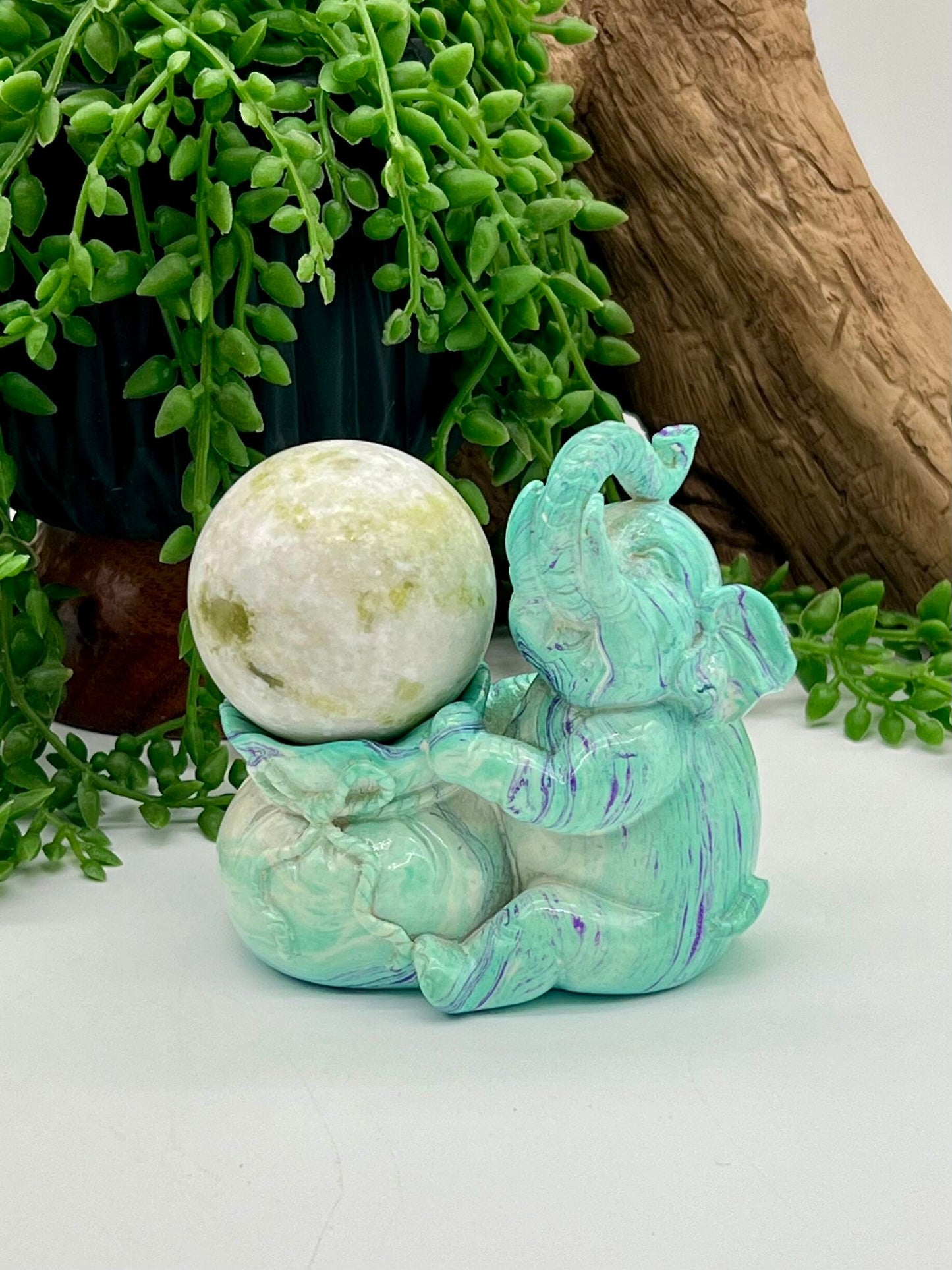 Elephant Resin Sphere Stand