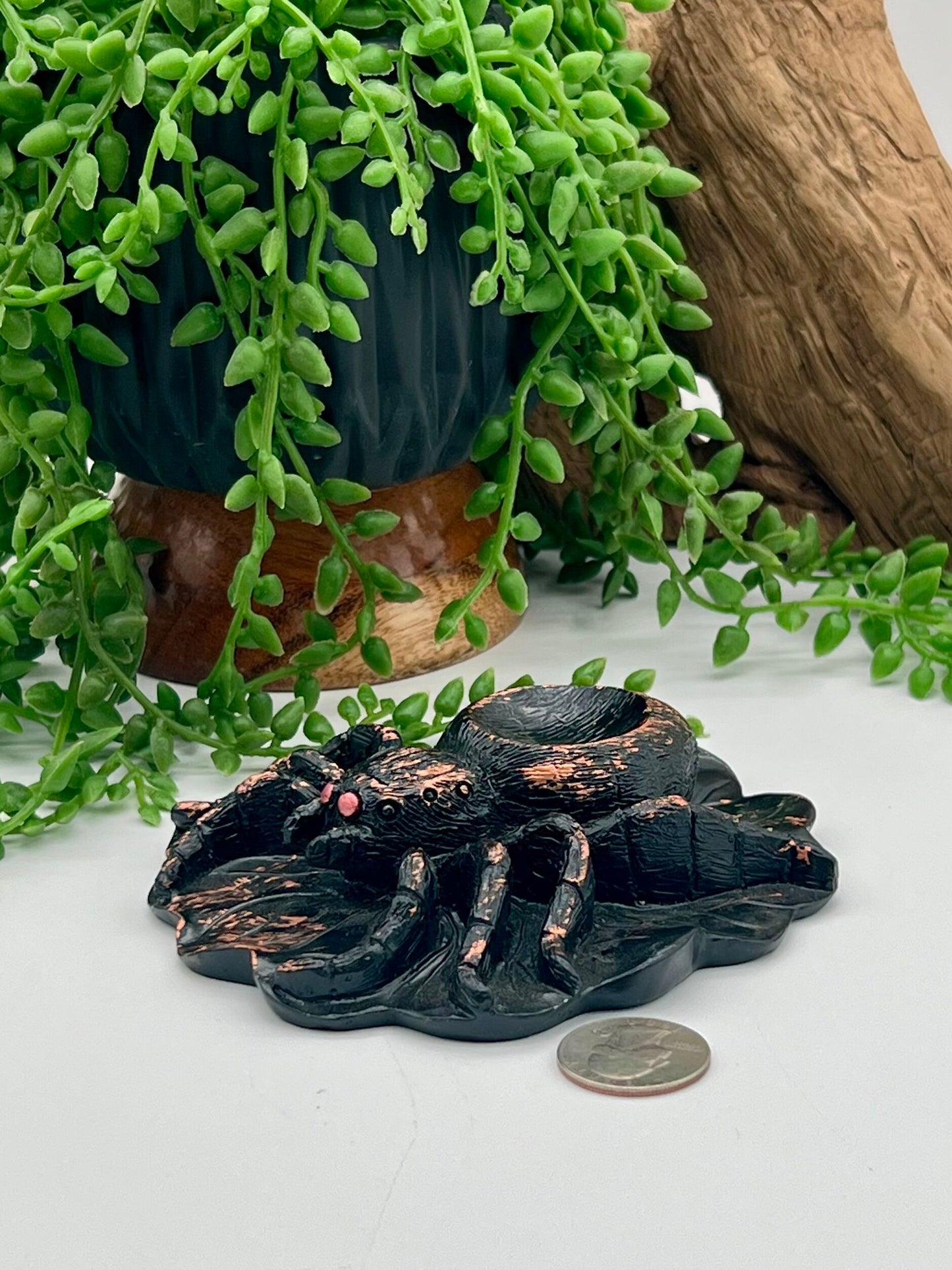 Black and Orange Resin Spider Stand