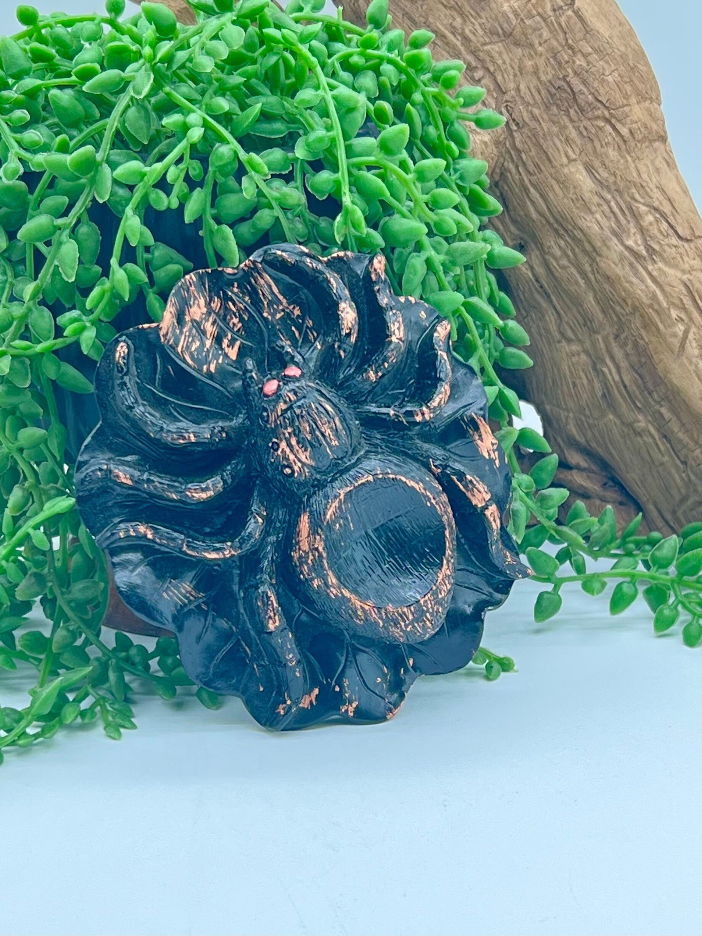 Black and Orange Resin Spider Stand