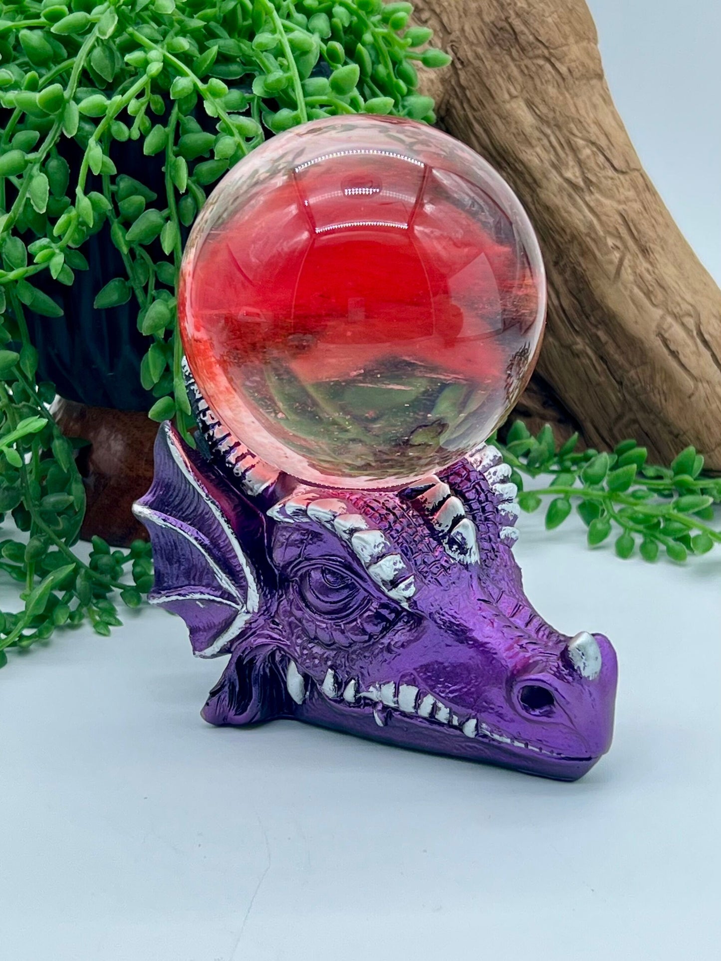 Purple Dragon Resin Sphere Stand