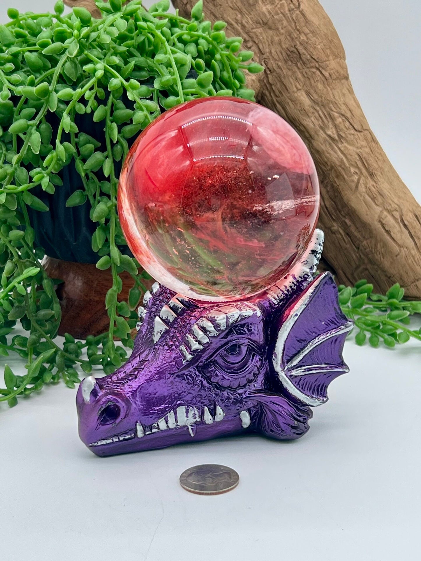 Purple Dragon Resin Sphere Stand