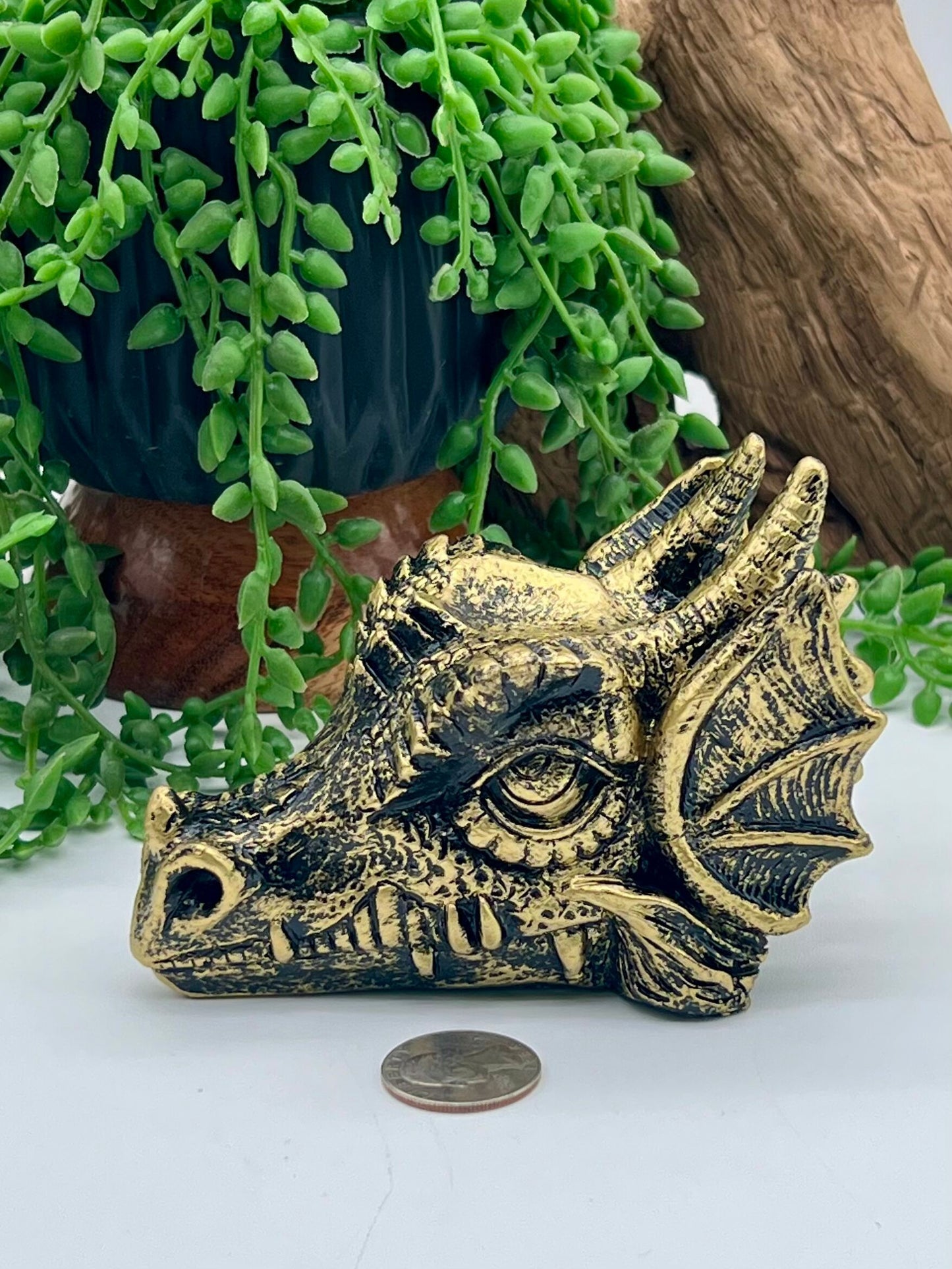 Gold and Black Resin Dragon Sphere Stand