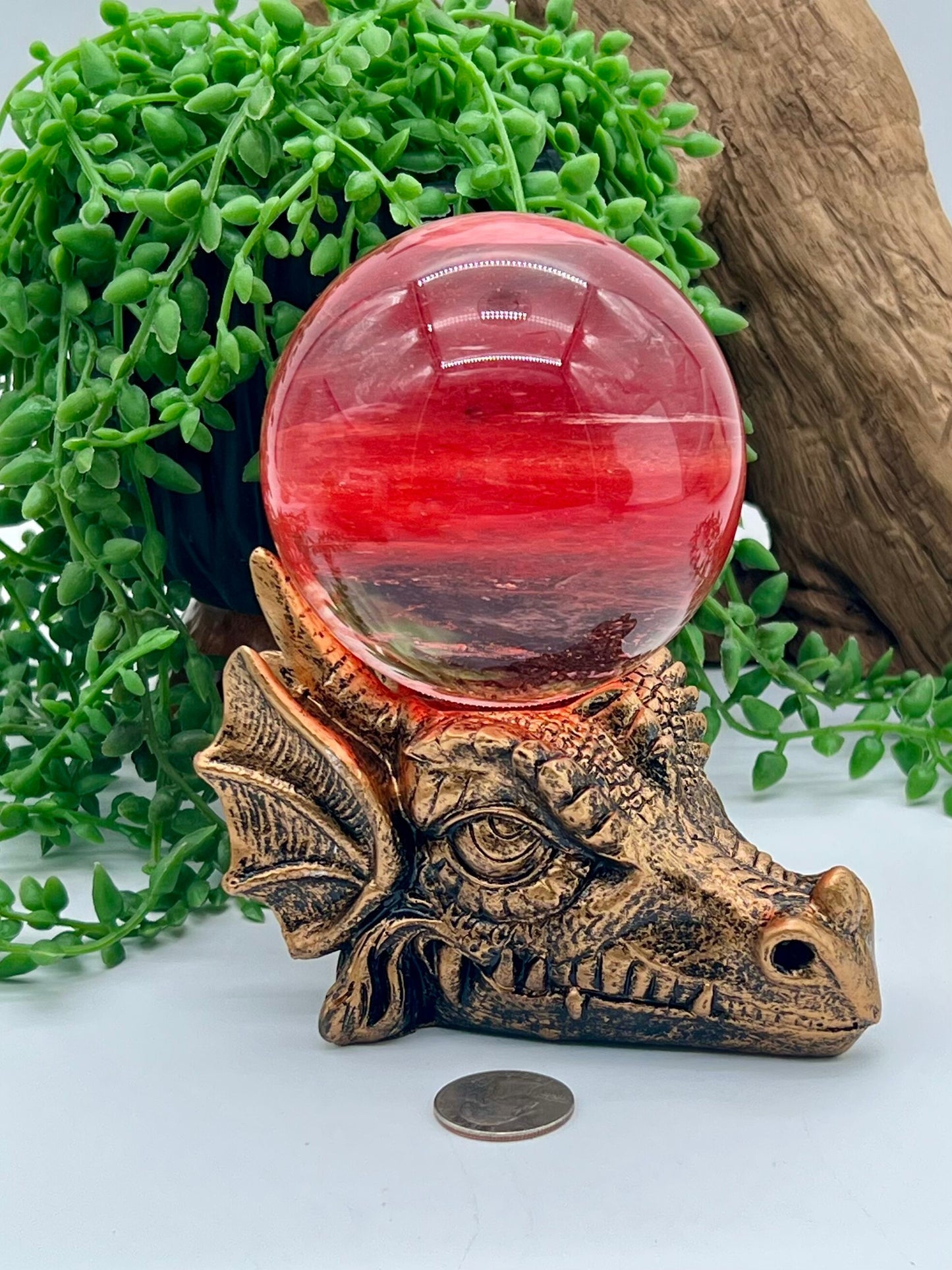 Gold and Black Resin Dragon Sphere Stand