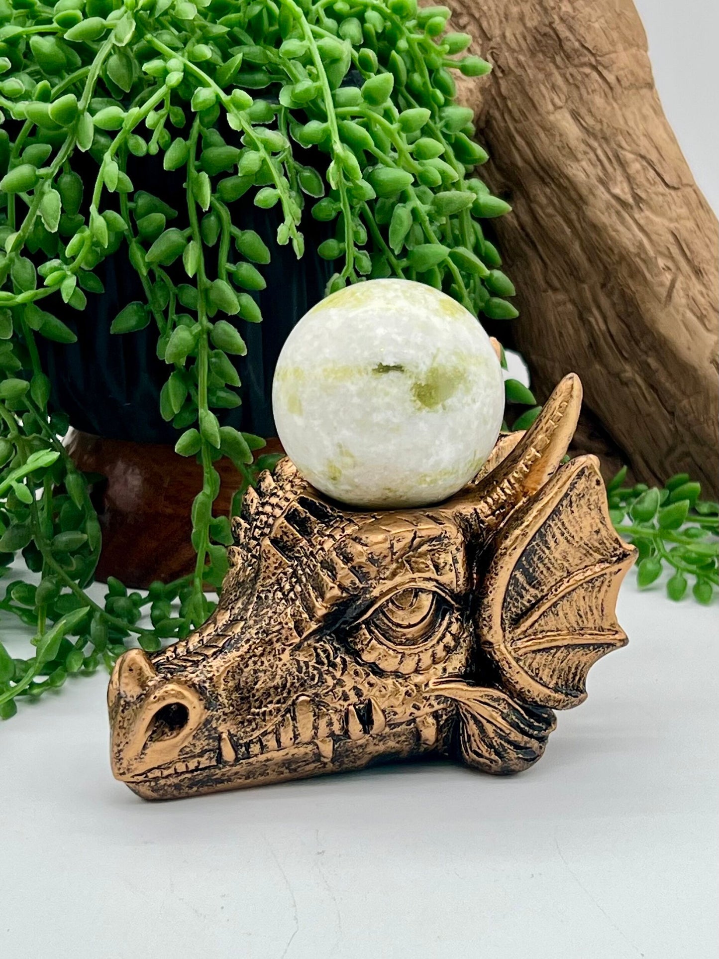 Gold and Black Resin Dragon Sphere Stand