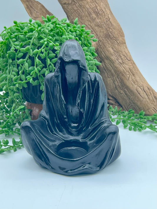 Black Sitting Reaper Resin Sphere Stand