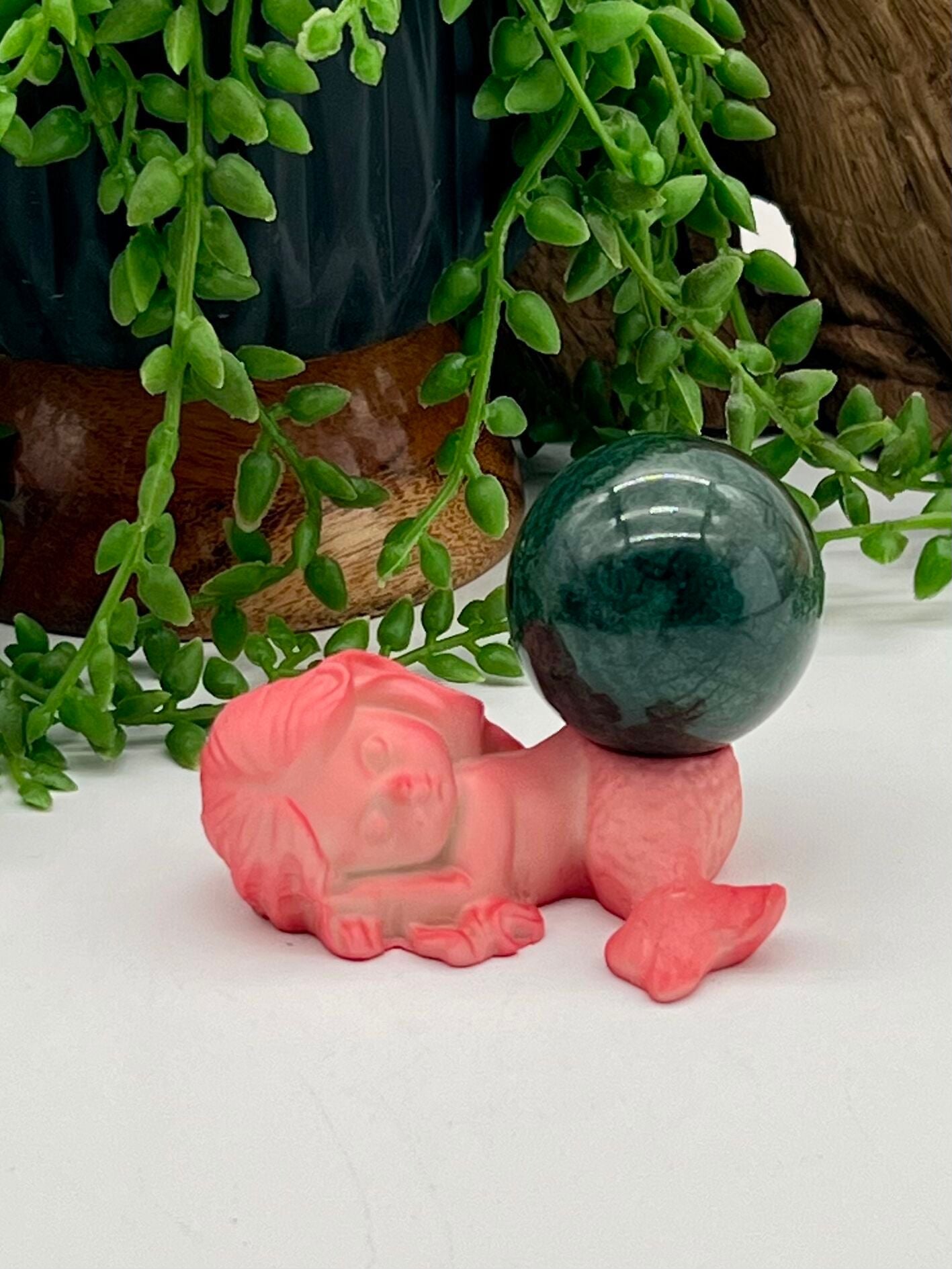 Little Mermaid Pink Resin Sphere Stand