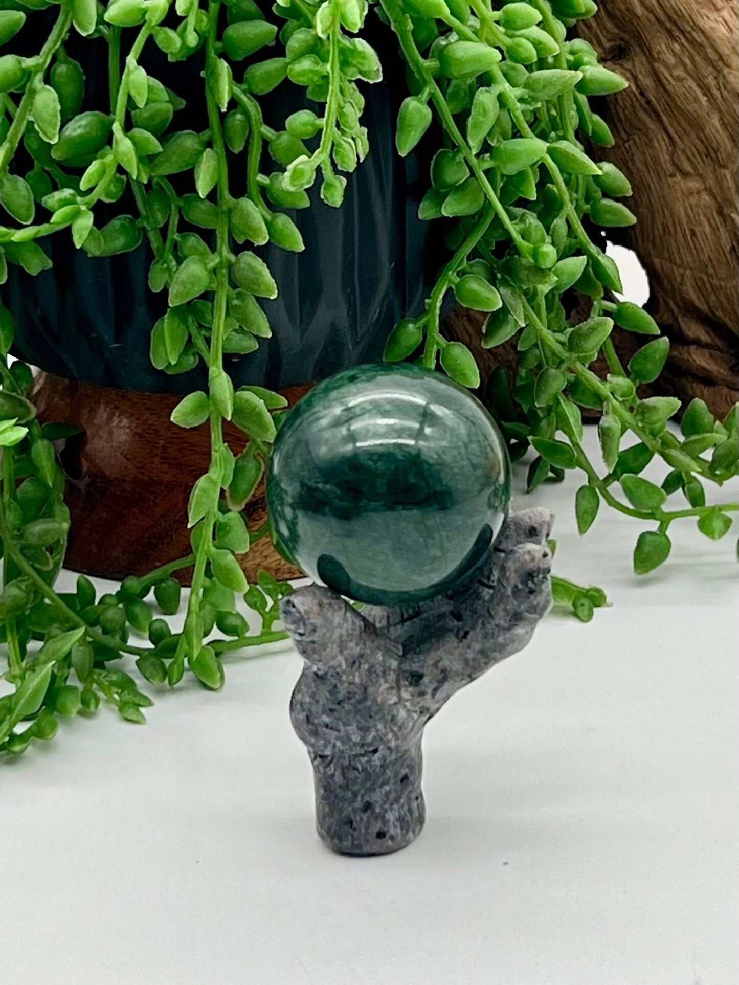 Floresent Sodalite "Yooperlite" Hand Sphere Stand