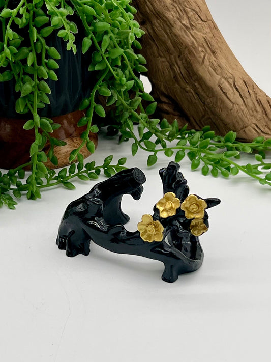 Black with Gold Resin Flower Slab Stand