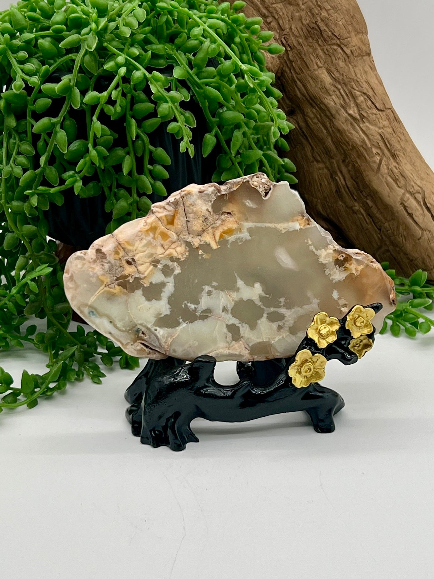 Black with Gold Resin Flower Slab Stand