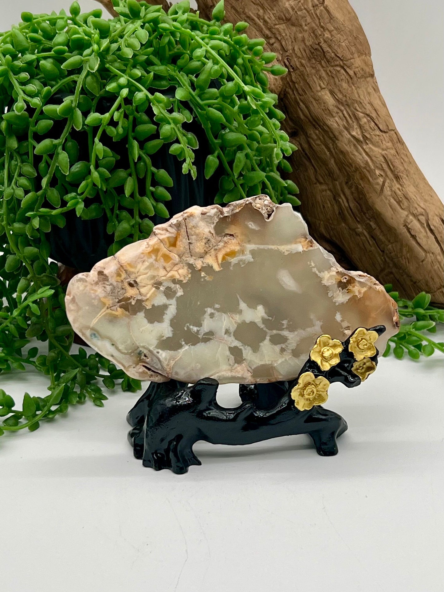 Black with Gold Resin Flower Slab Stand