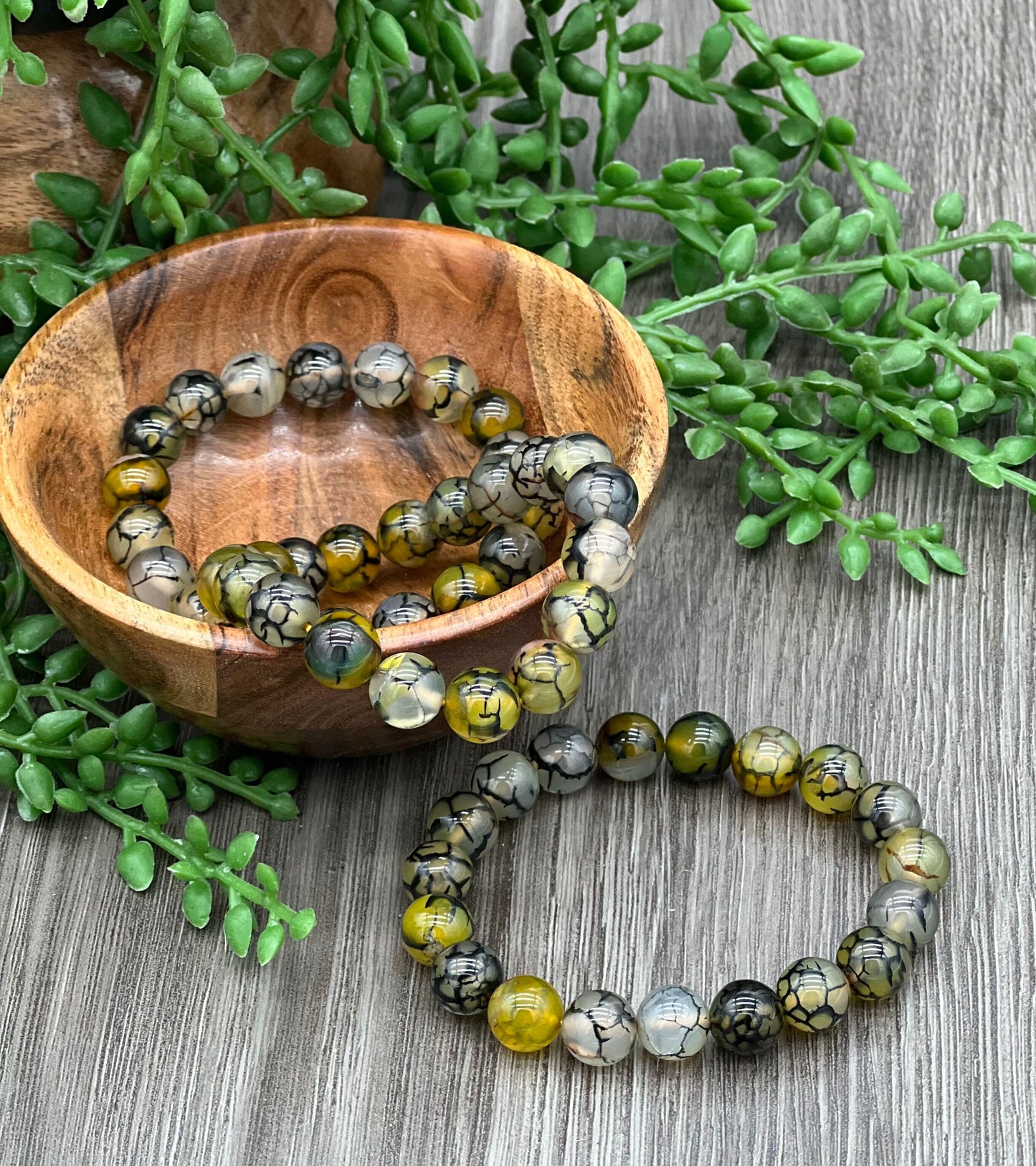 Yellow (Dyed) Dragon Vein Bracelet