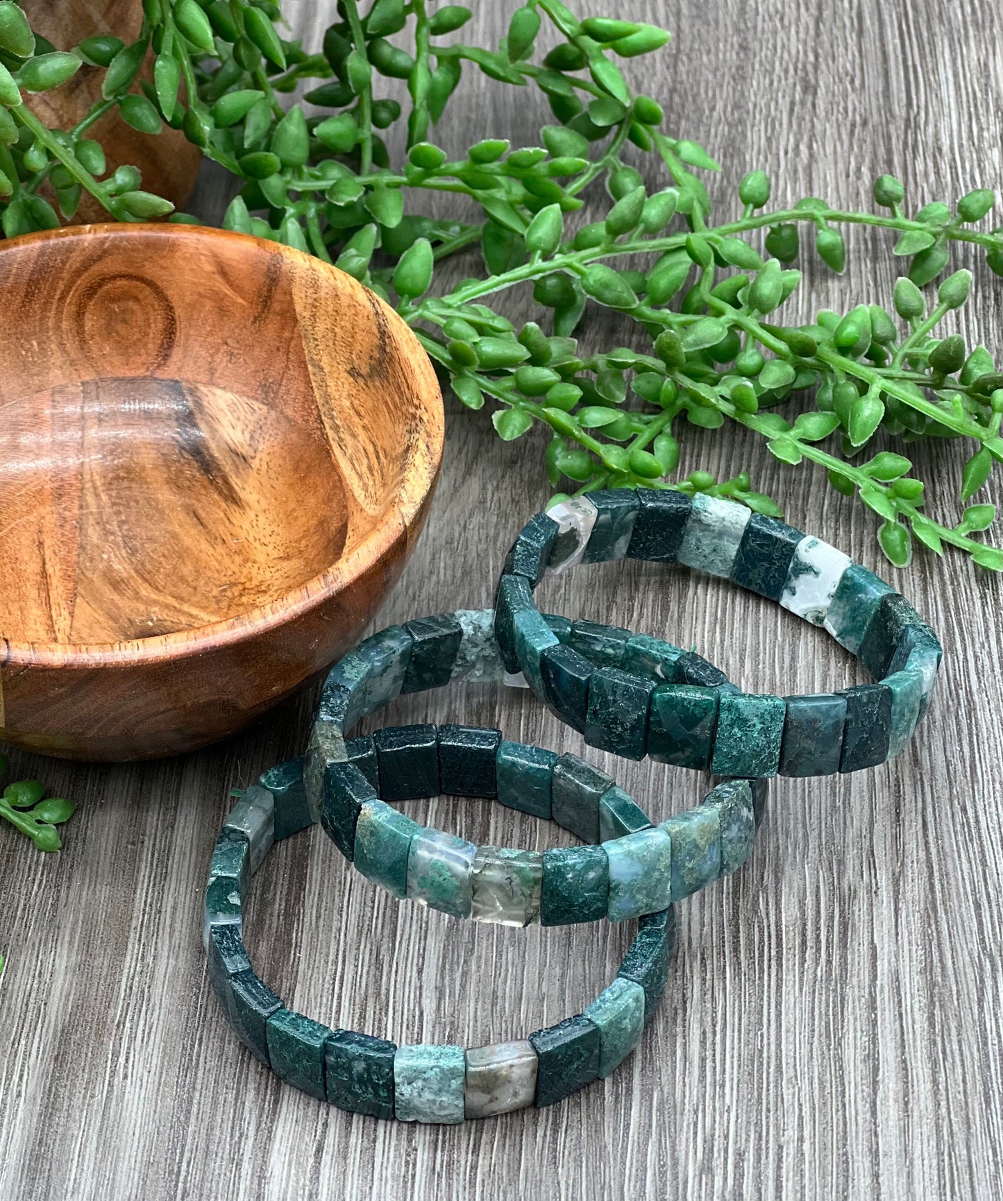 Moss Agate Bangle Bracelet