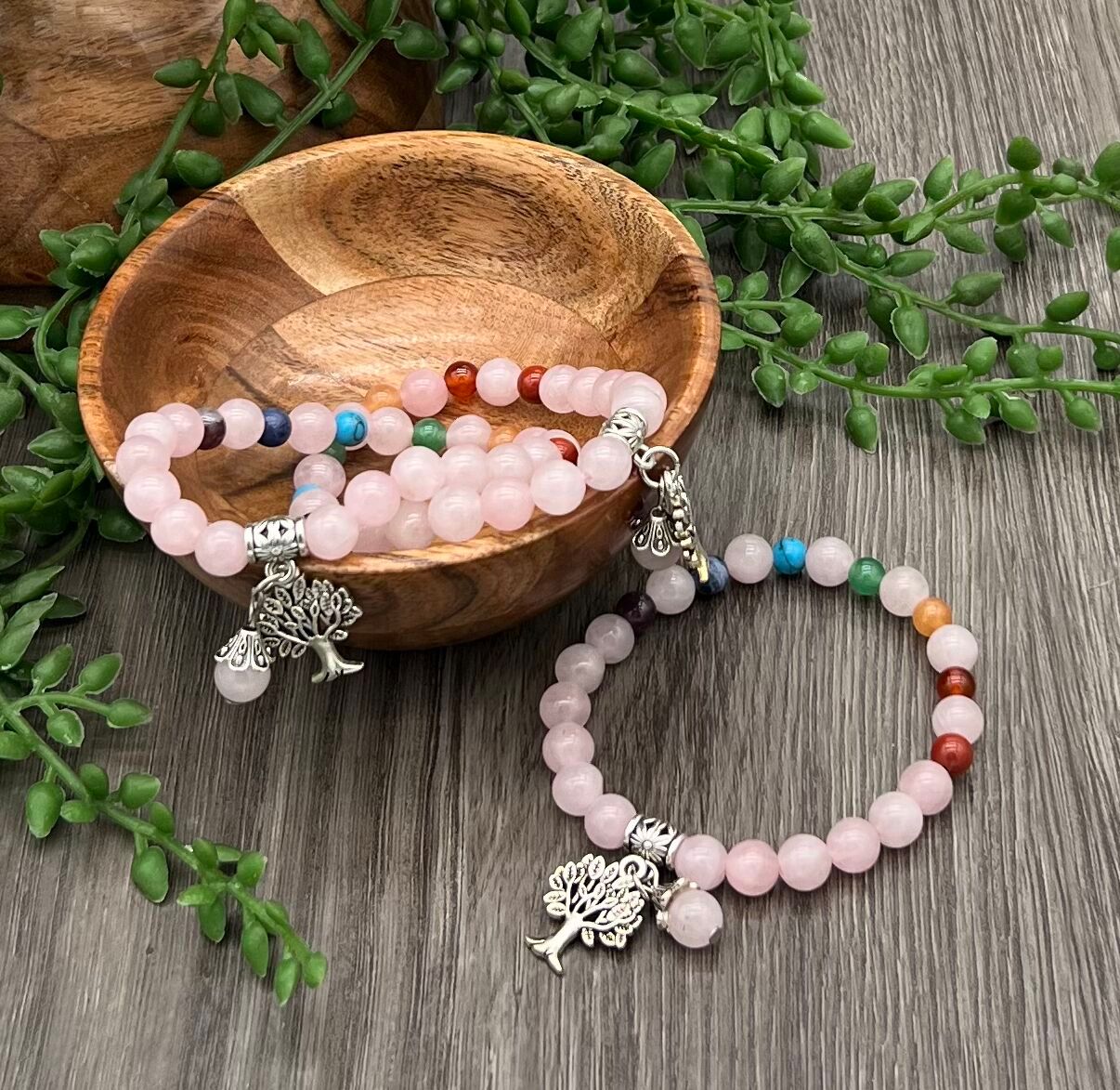 Rose Quartz Tree of Life bracelet – Otto Creek Rock and Gem