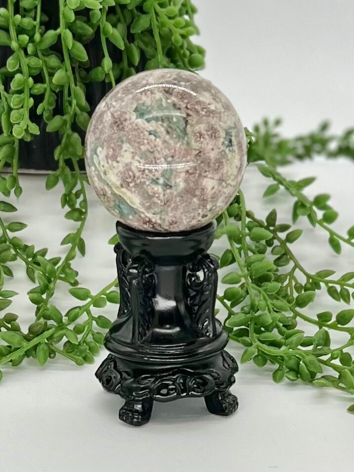 Green Flower Agate Sphere