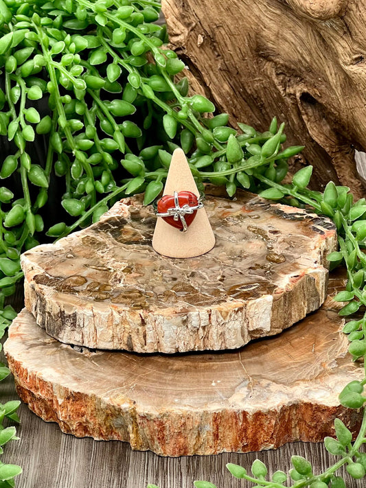 Red Jasper Heart Ring