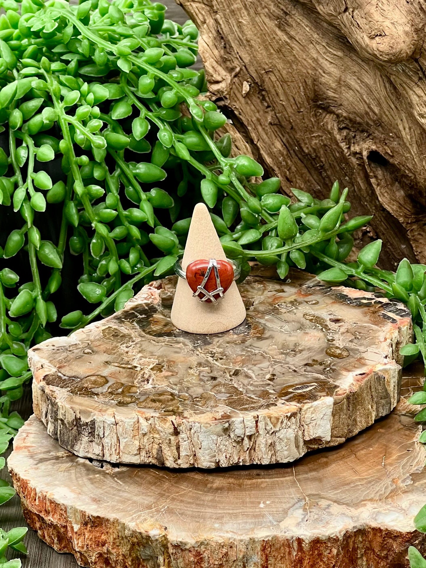 Red Jasper Heart Ring