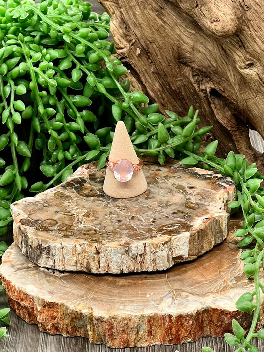 Rose Gold Plated Clear Quartz Ring