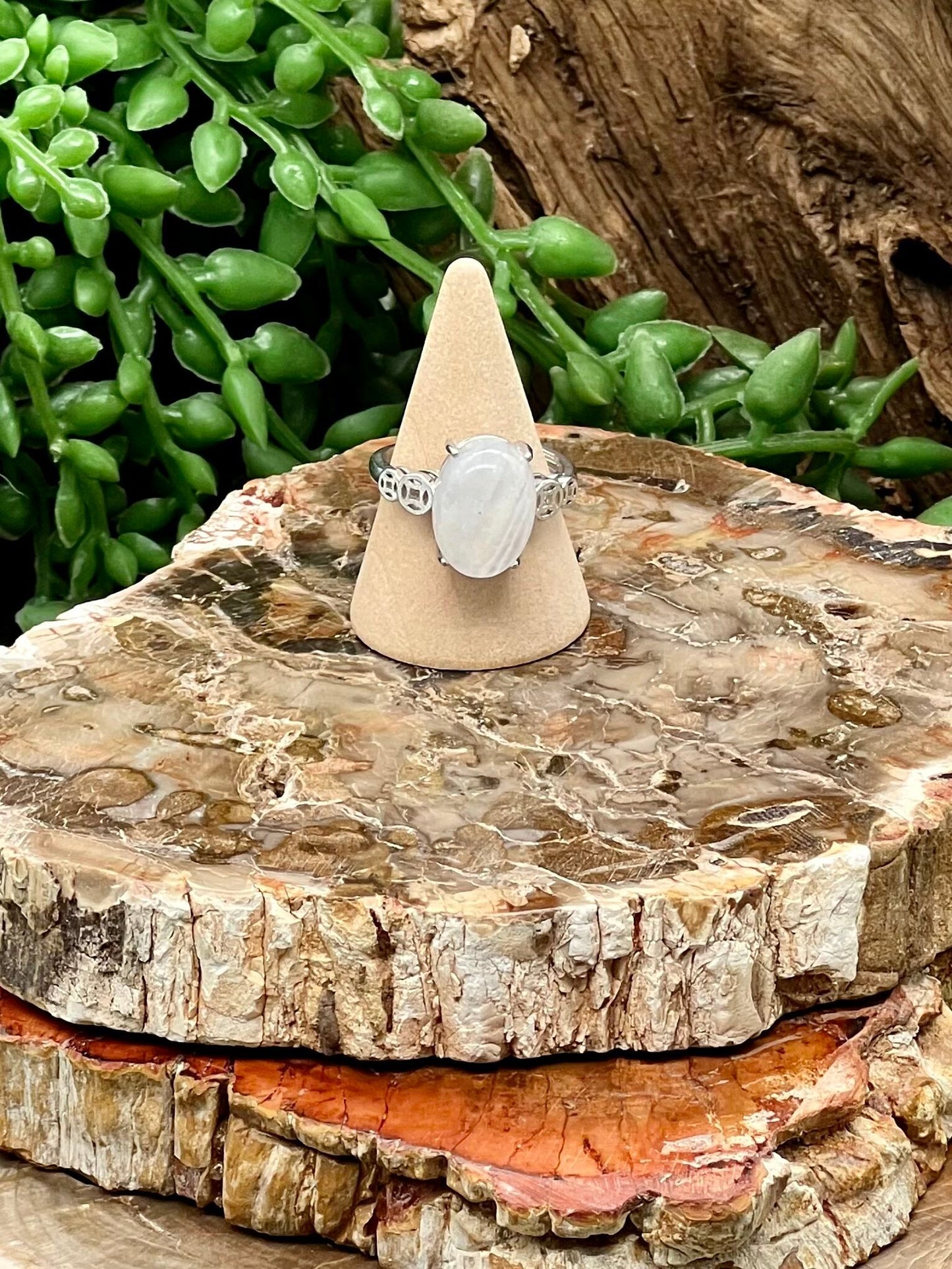 White Moonstone Ring