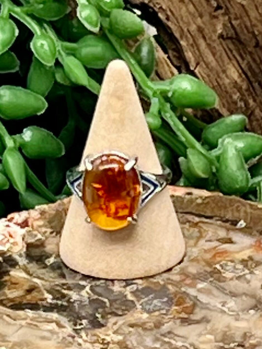 Flower Amber Ring