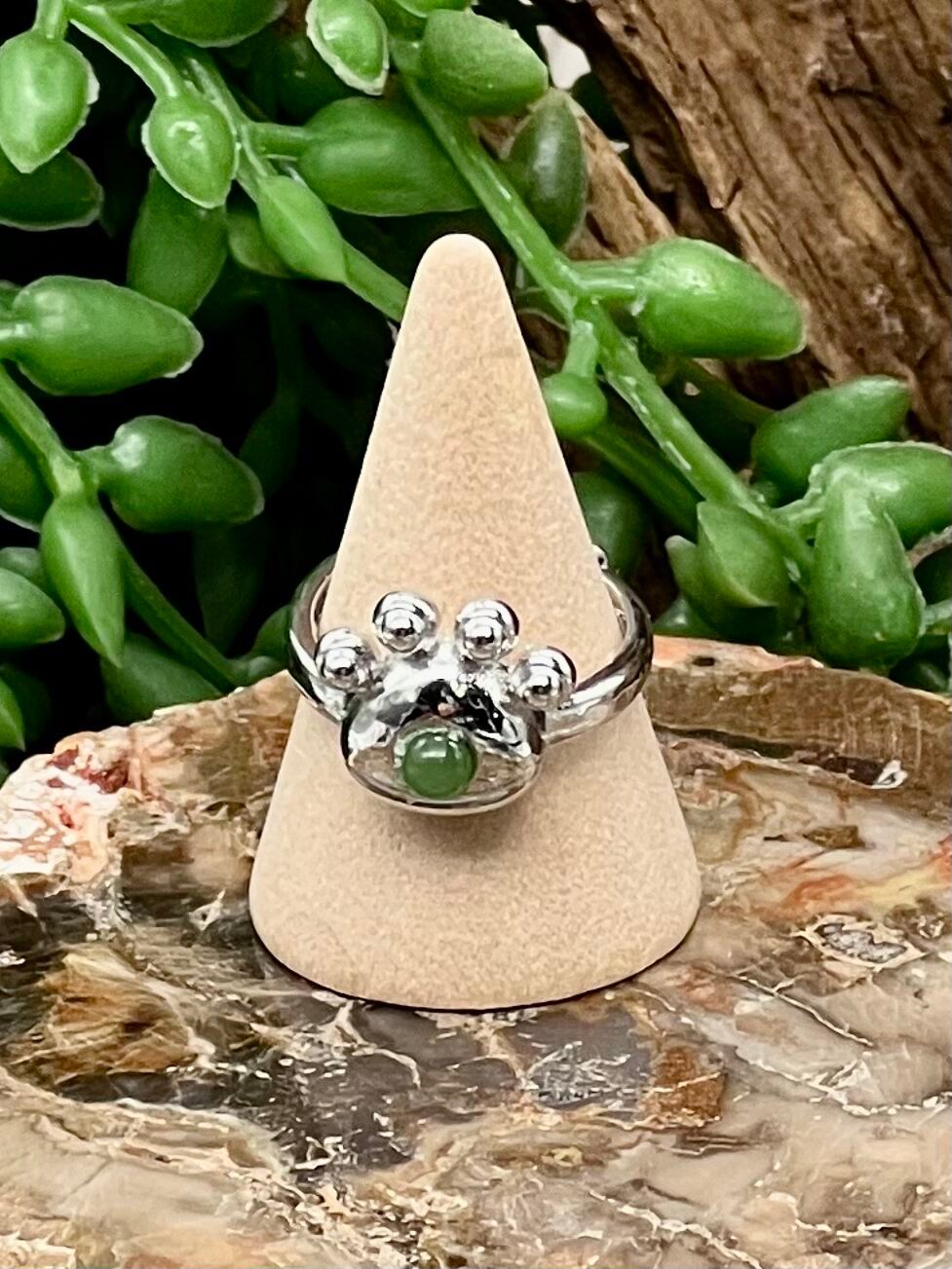 Green Aventurine Paw Ring