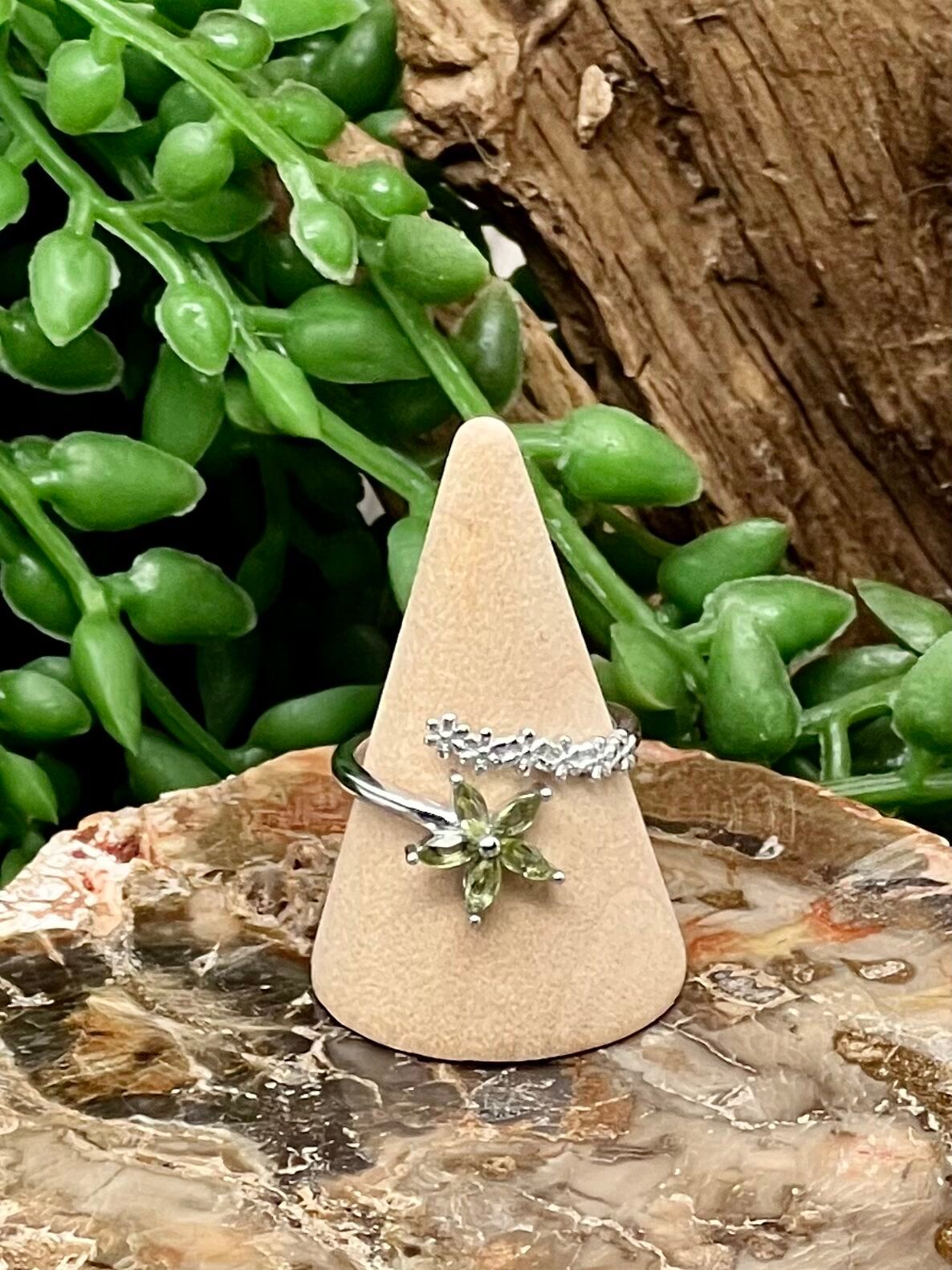 Peridot Flower Ring