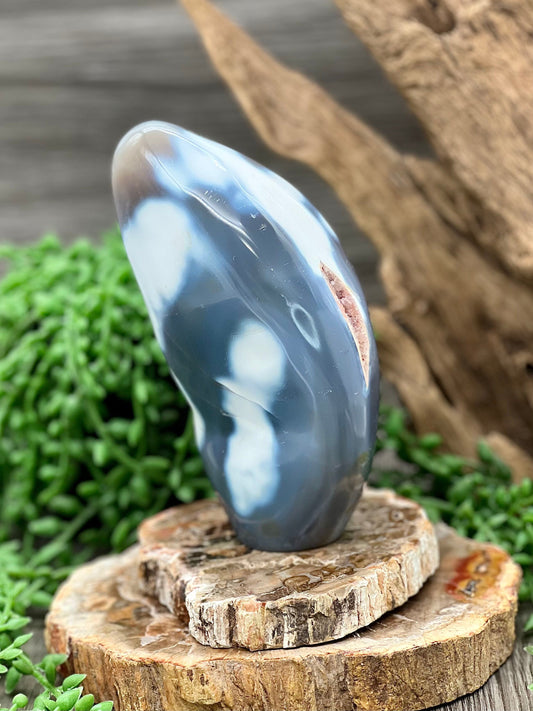 Orca Agate Freeform with Druzy