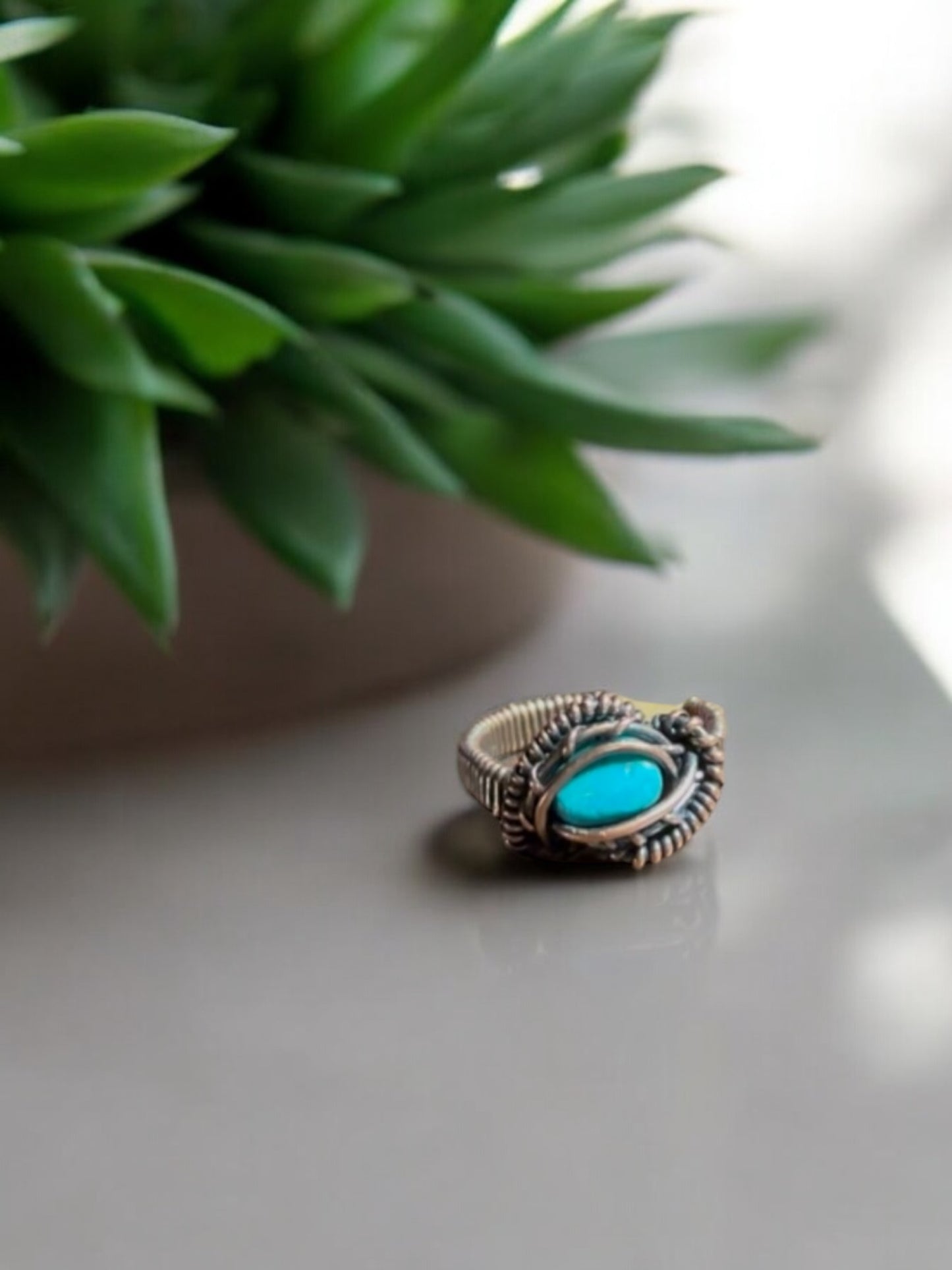 Turquoise in Antique Copper Ring