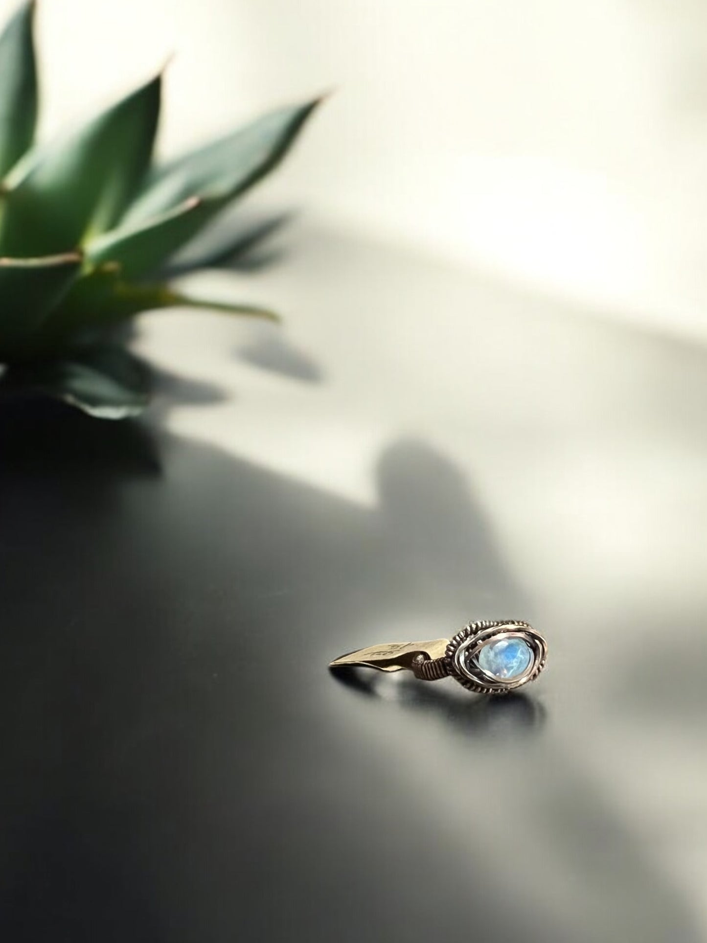 Moonstone in Antique Copper Ring