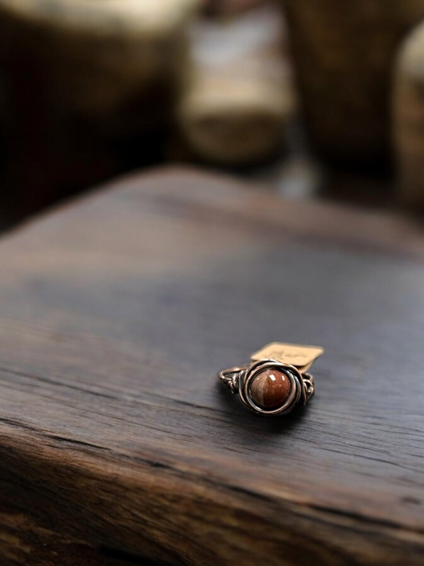 Polychrome Jasper in Antique Copper Ring