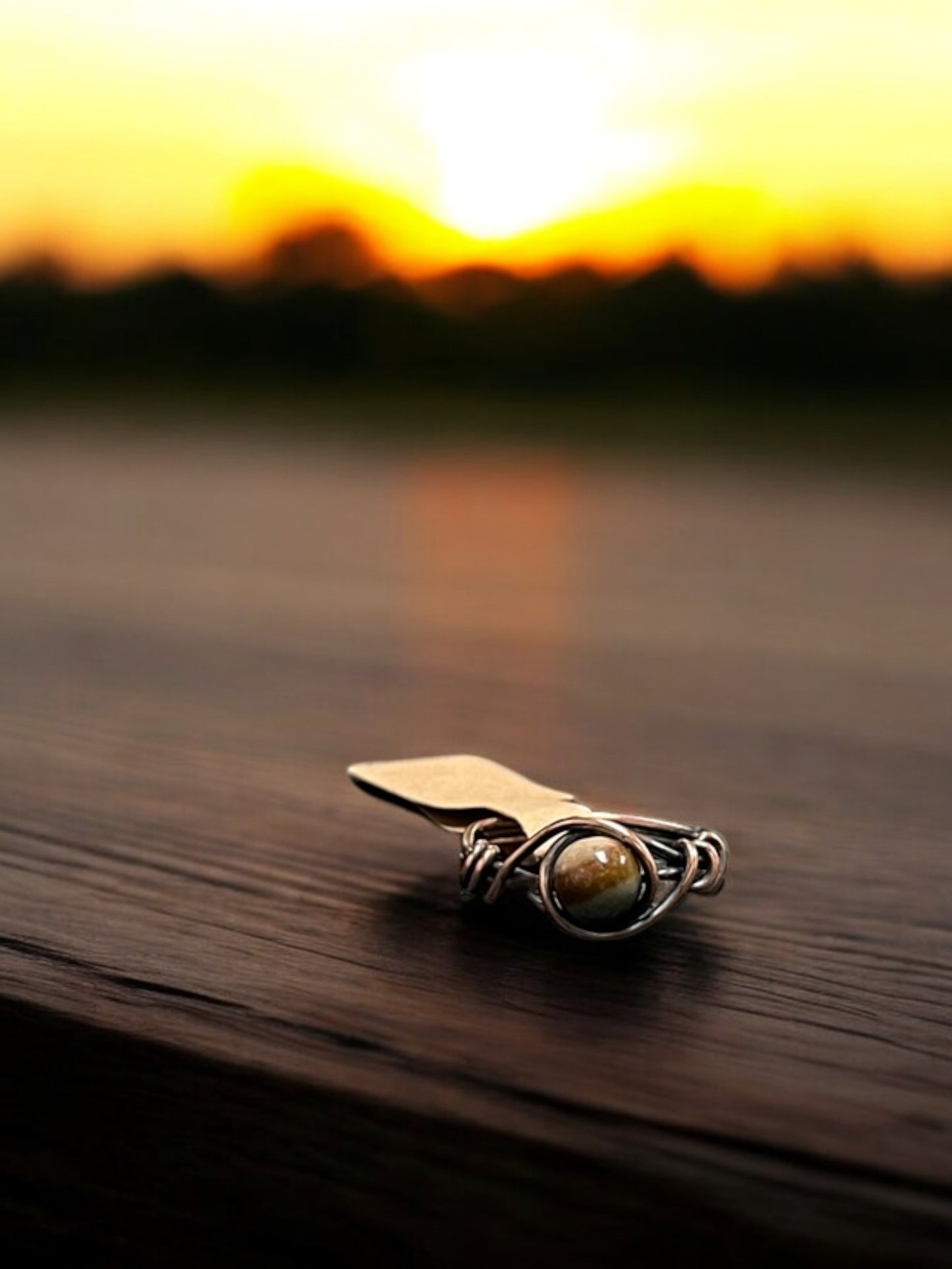 Polychrome Jasper in Antique Copper Ring