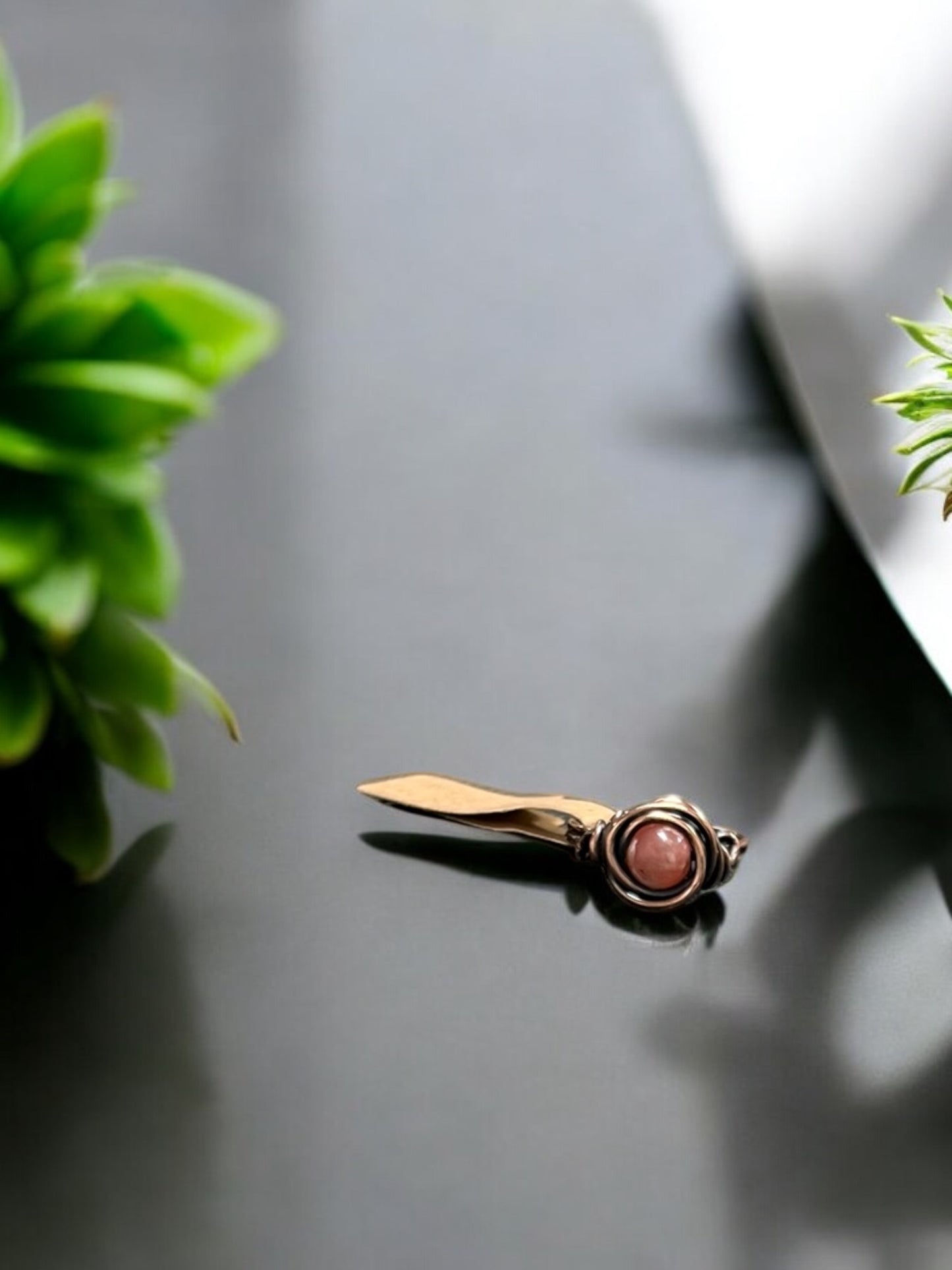 Yan Yuan Agate in Antique Copper Ring