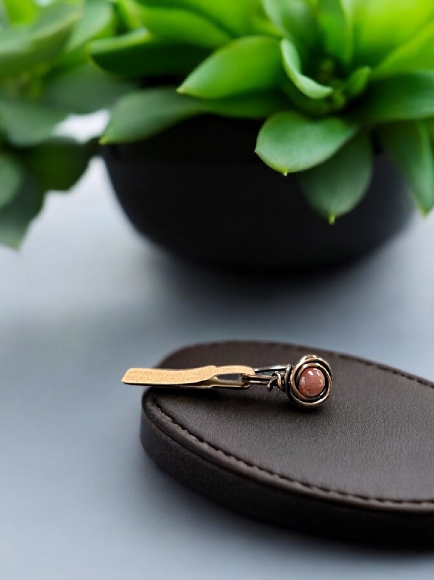 Yan Yuan Agate in Antique Copper Ring