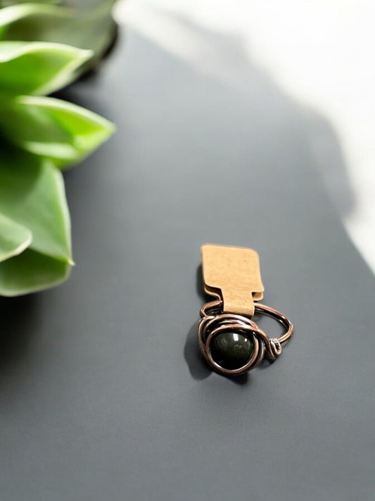 Alashan Agate in Antique Copper Ring