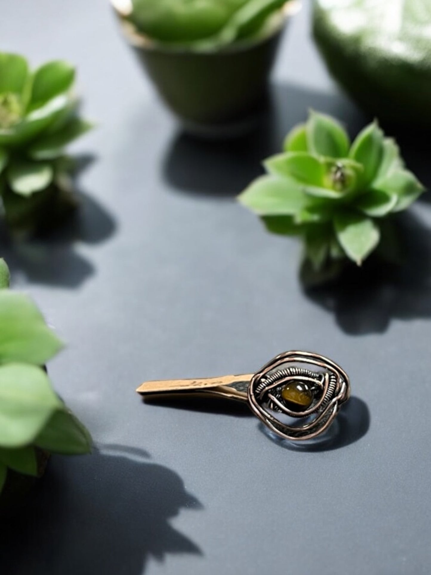 Tiger Eye in Antique Copper Ring