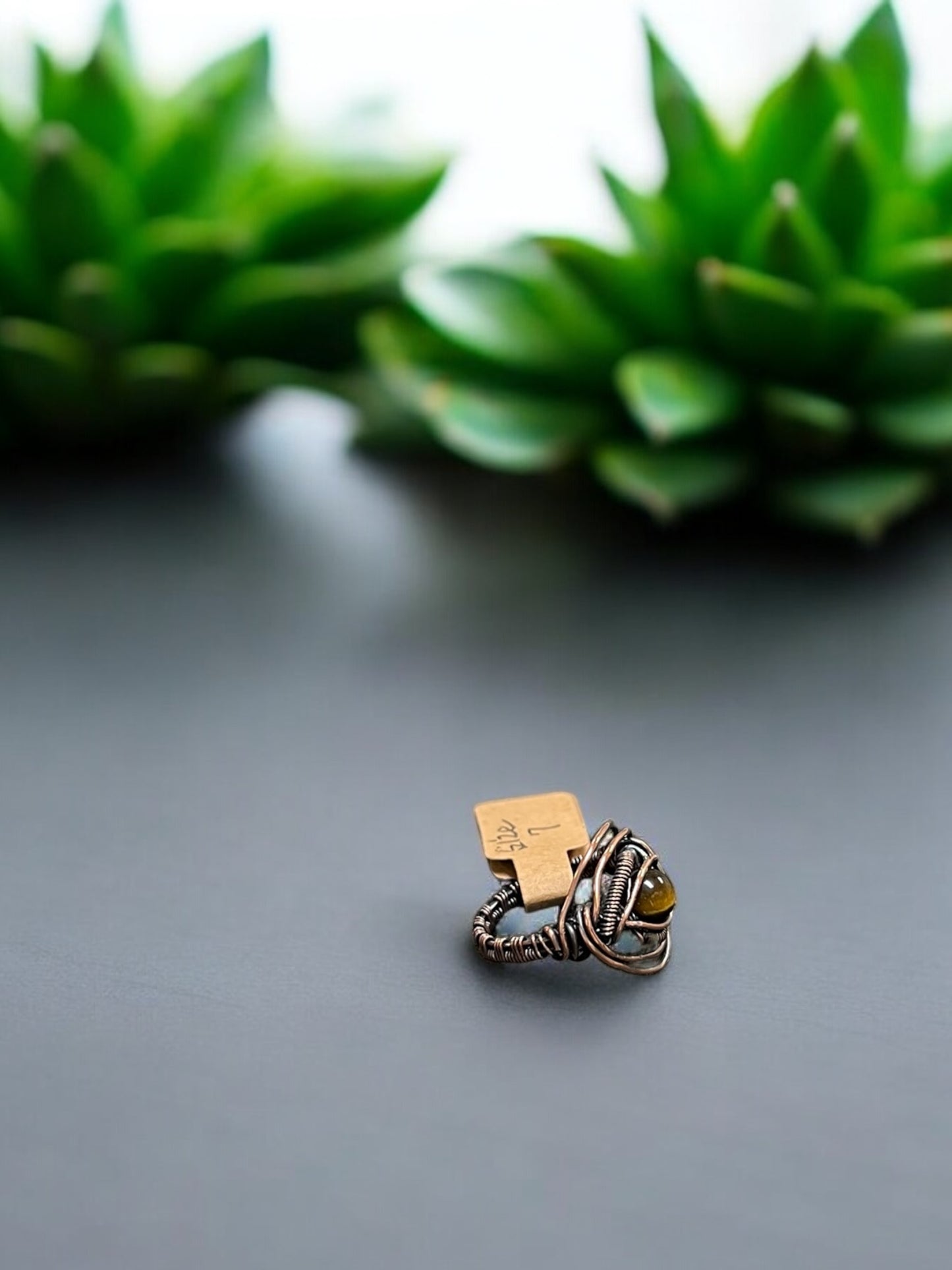 Tiger Eye in Antique Copper Ring