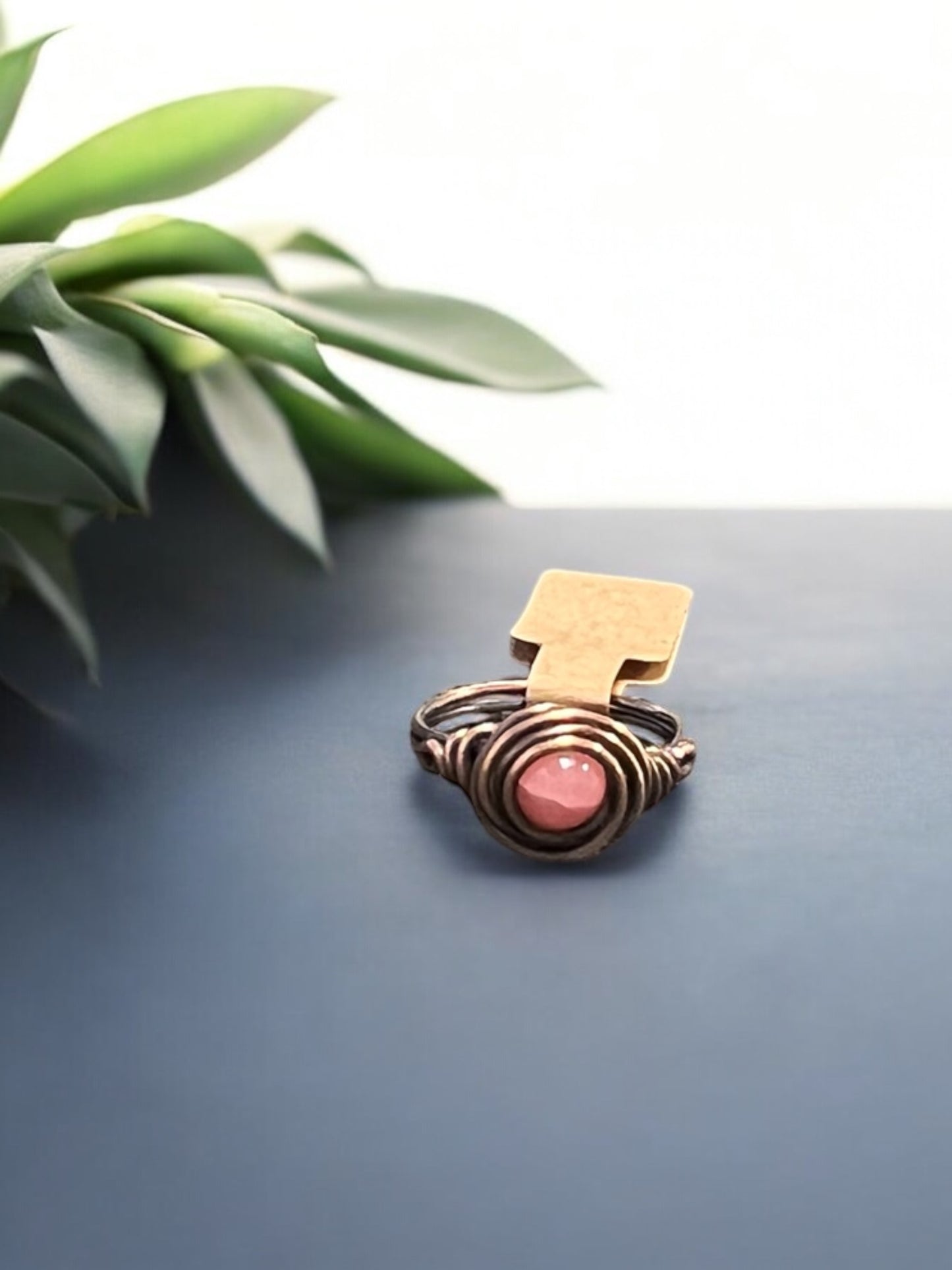 Alashan Agate in Antique Copper Ring