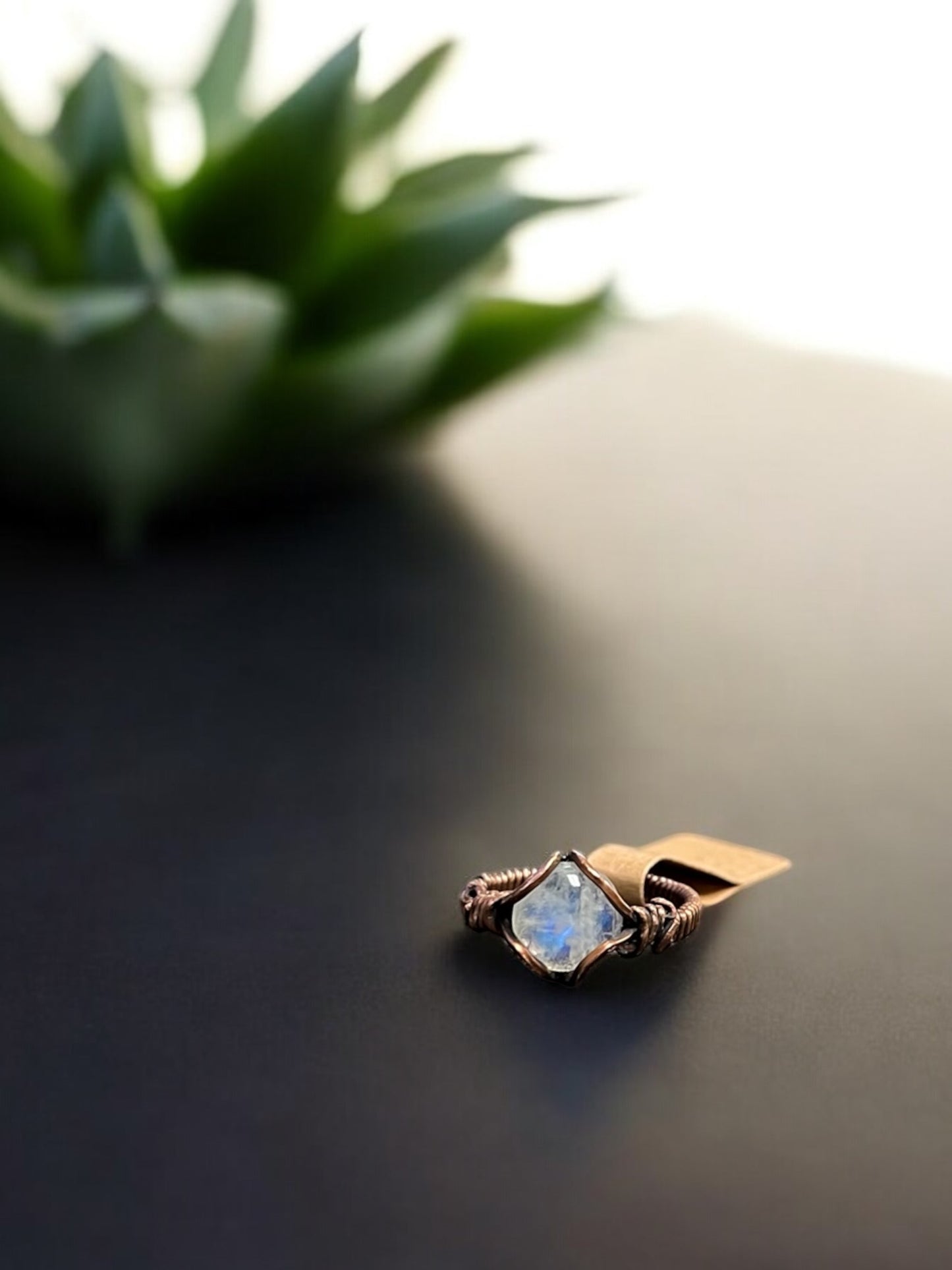 Moonstone in Antique Copper Ring