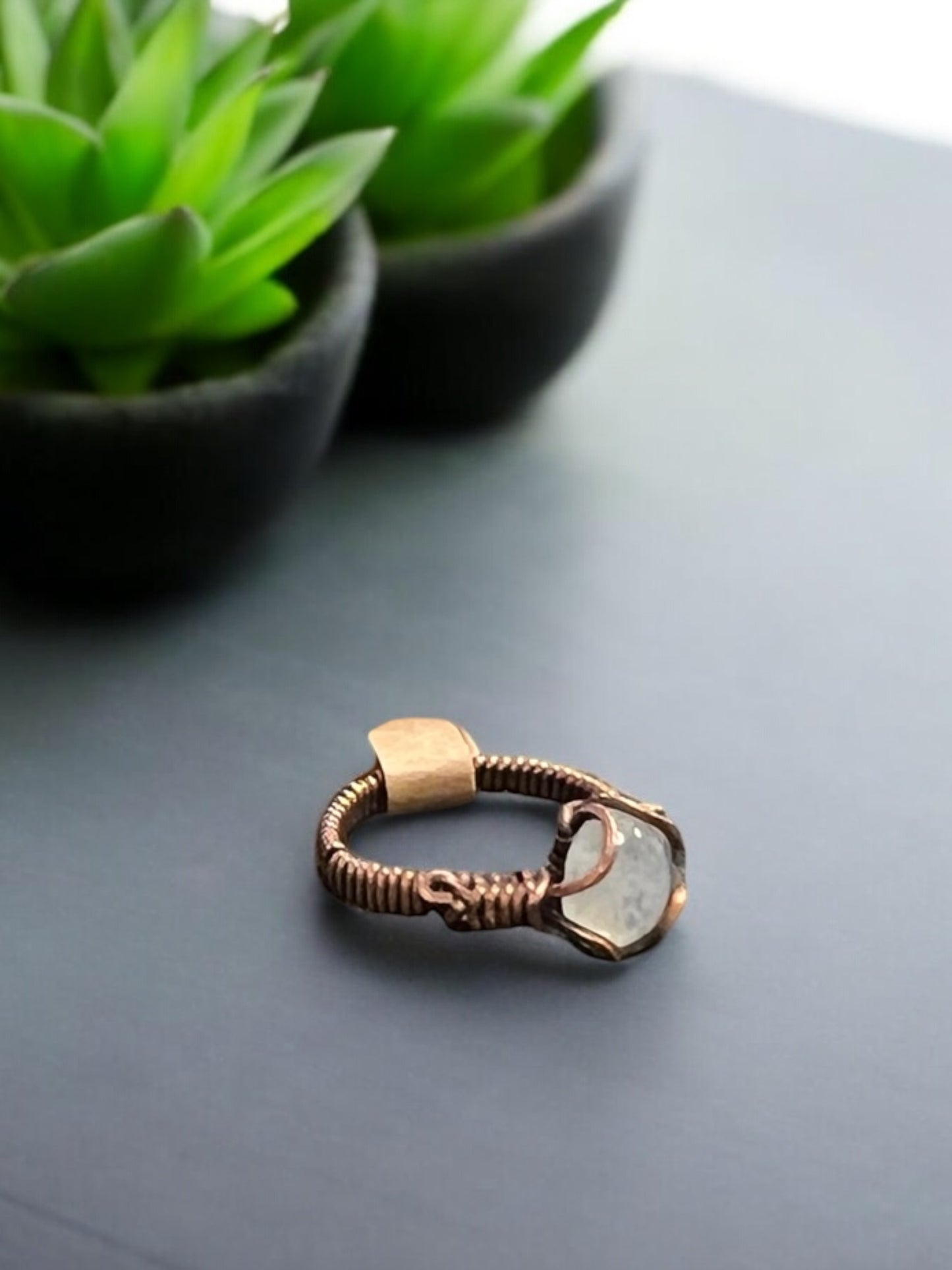 Moonstone in Antique Copper Ring