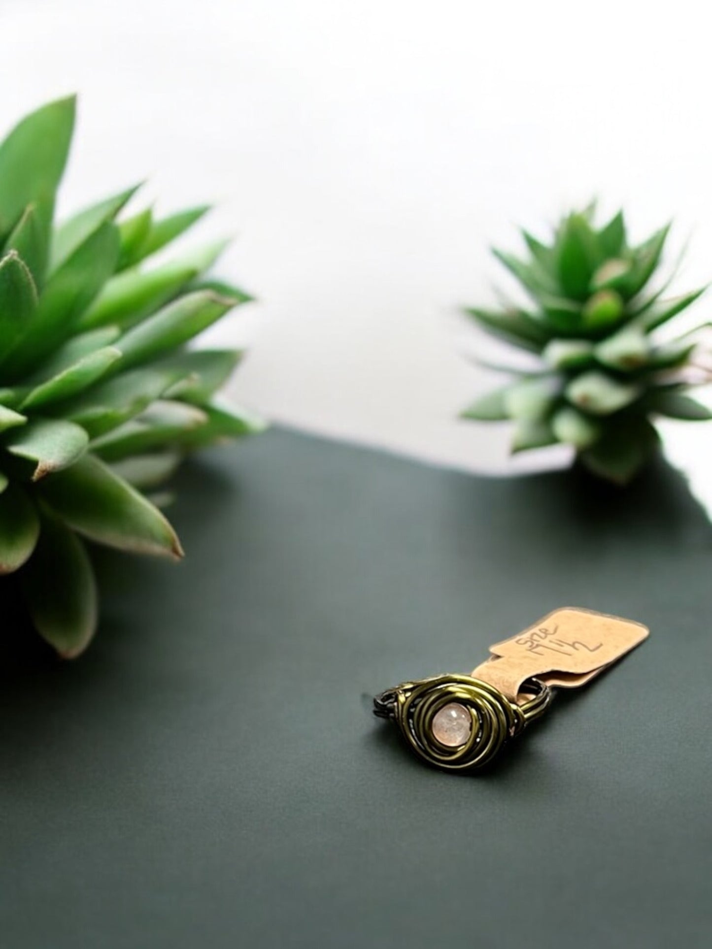 Pink Cat Eye in Antique Copper Ring