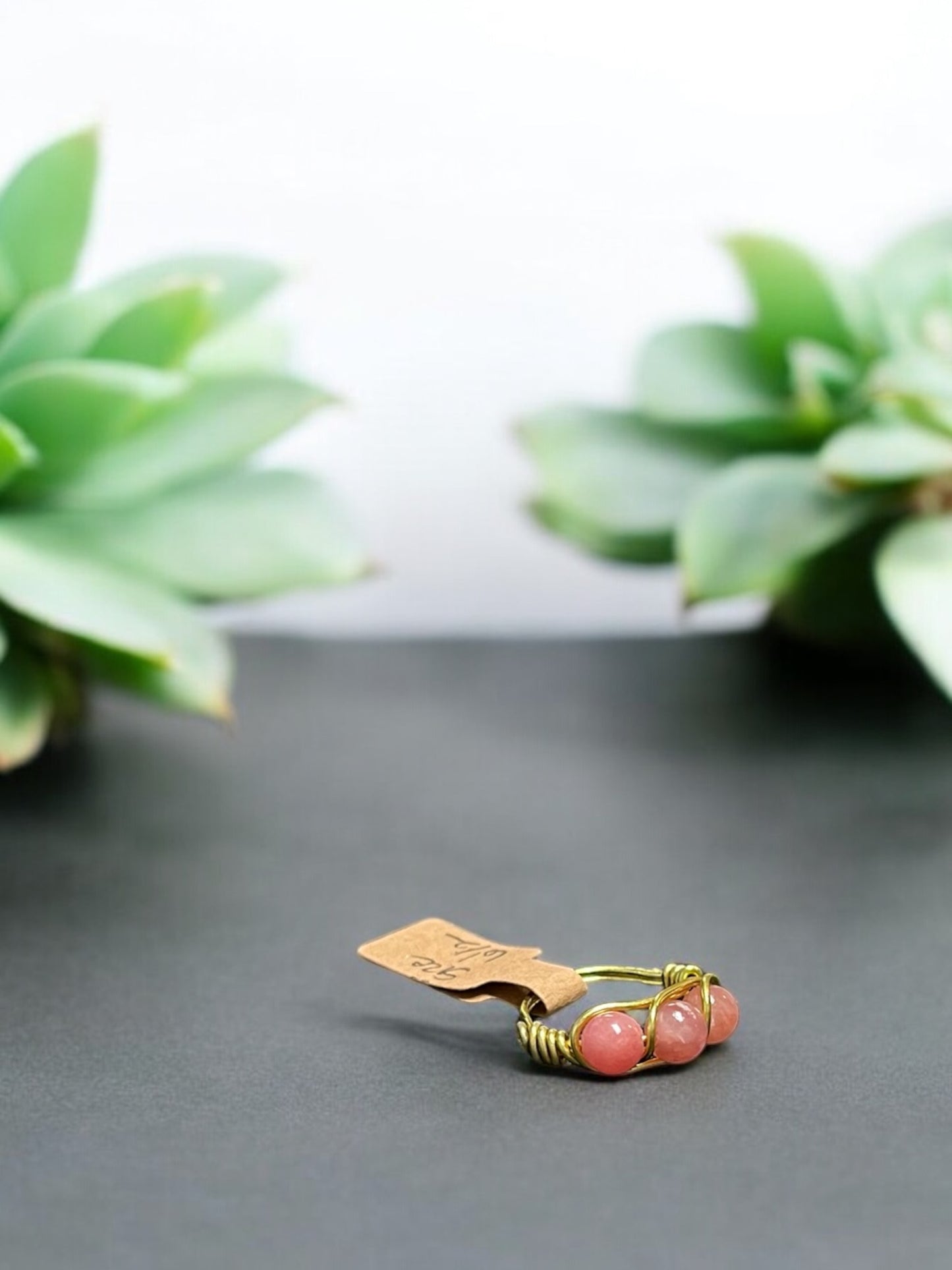 Pink Chalcedony in Golden Colored Copper Ring