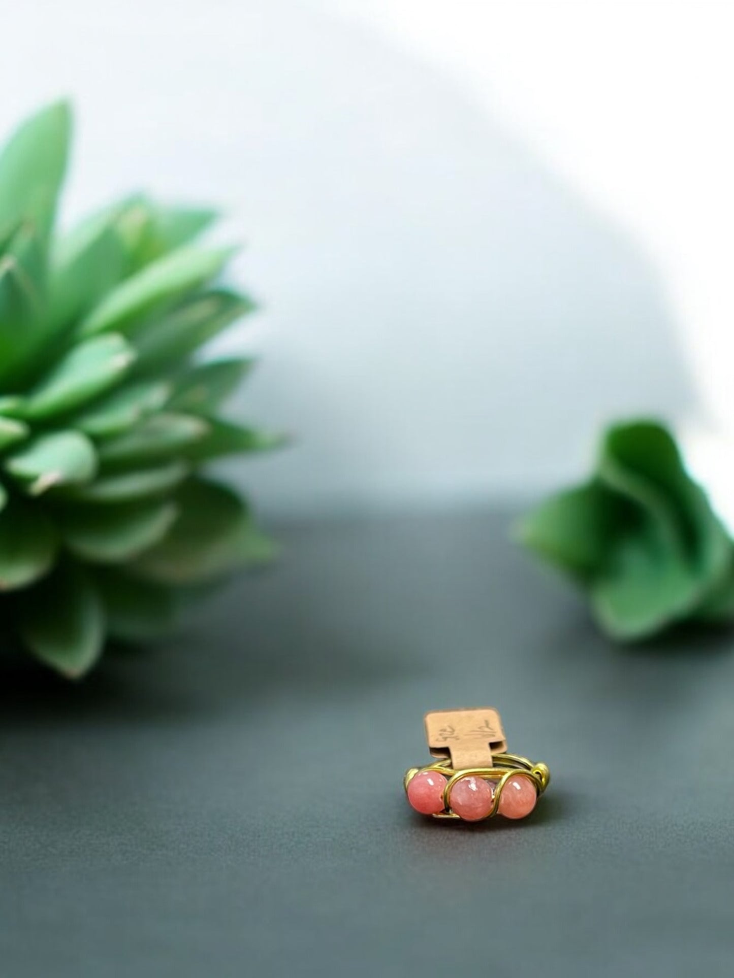 Pink Chalcedony in Golden Colored Copper Ring