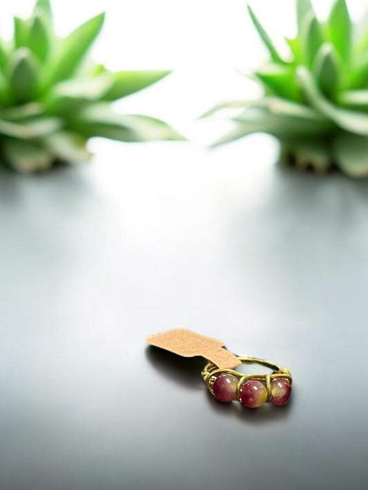 Raspberry Chalcedony in Golden Colored Copper Ring