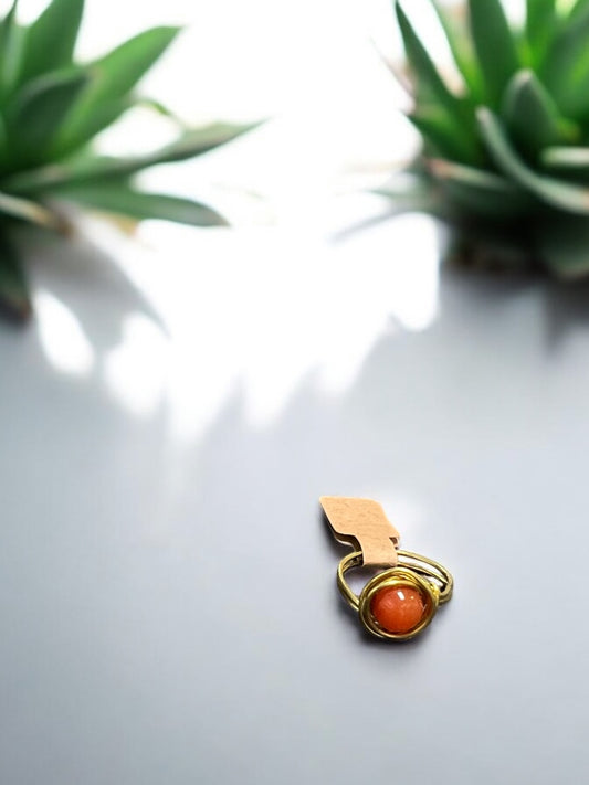 Yan Yuan Agate in Golden Copper Ring